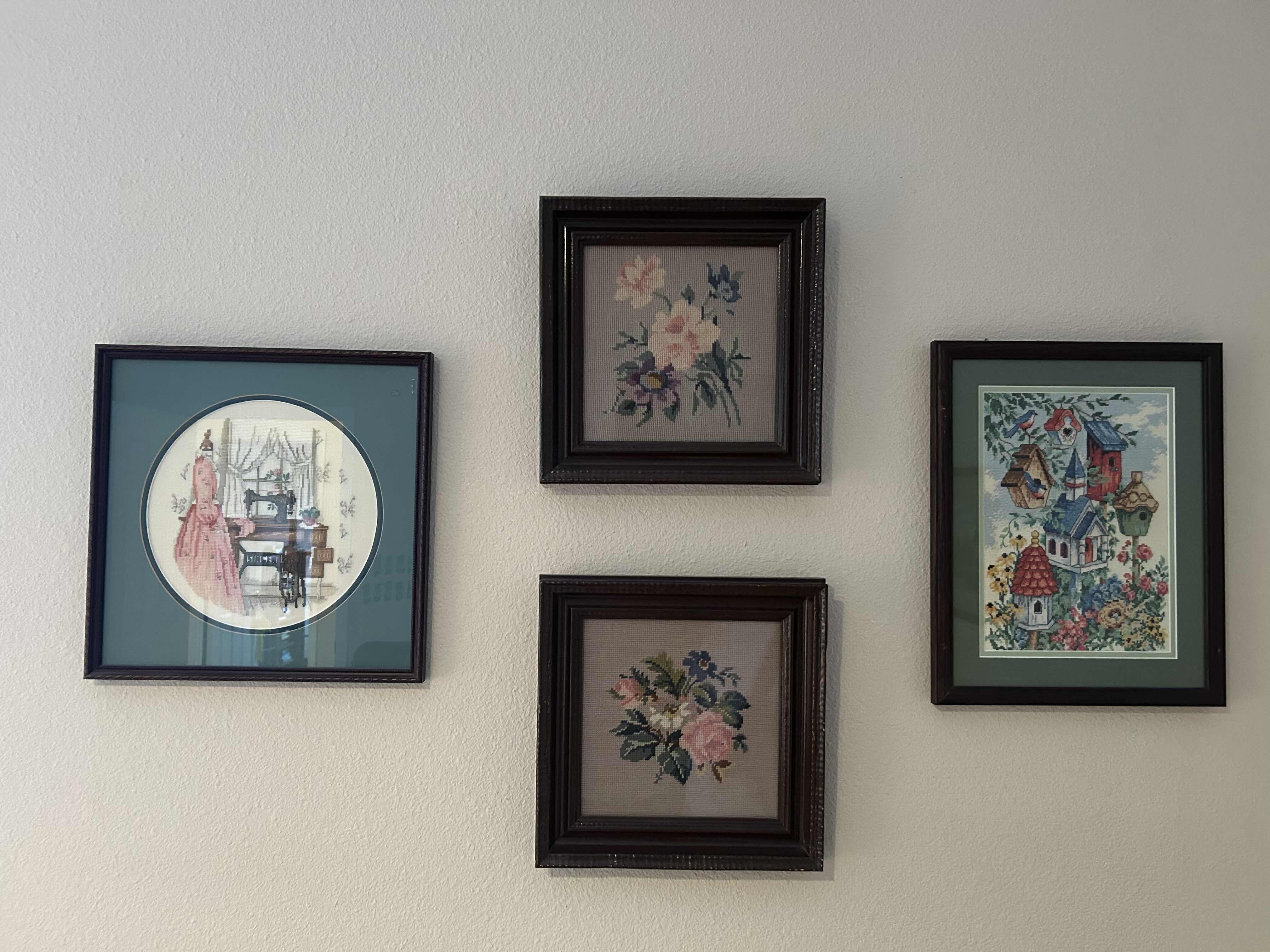 Photo 1 of 4-CROSS-STITCH WALL ARTWORK 12” X 12”
13” X 16” and 15” X 15”