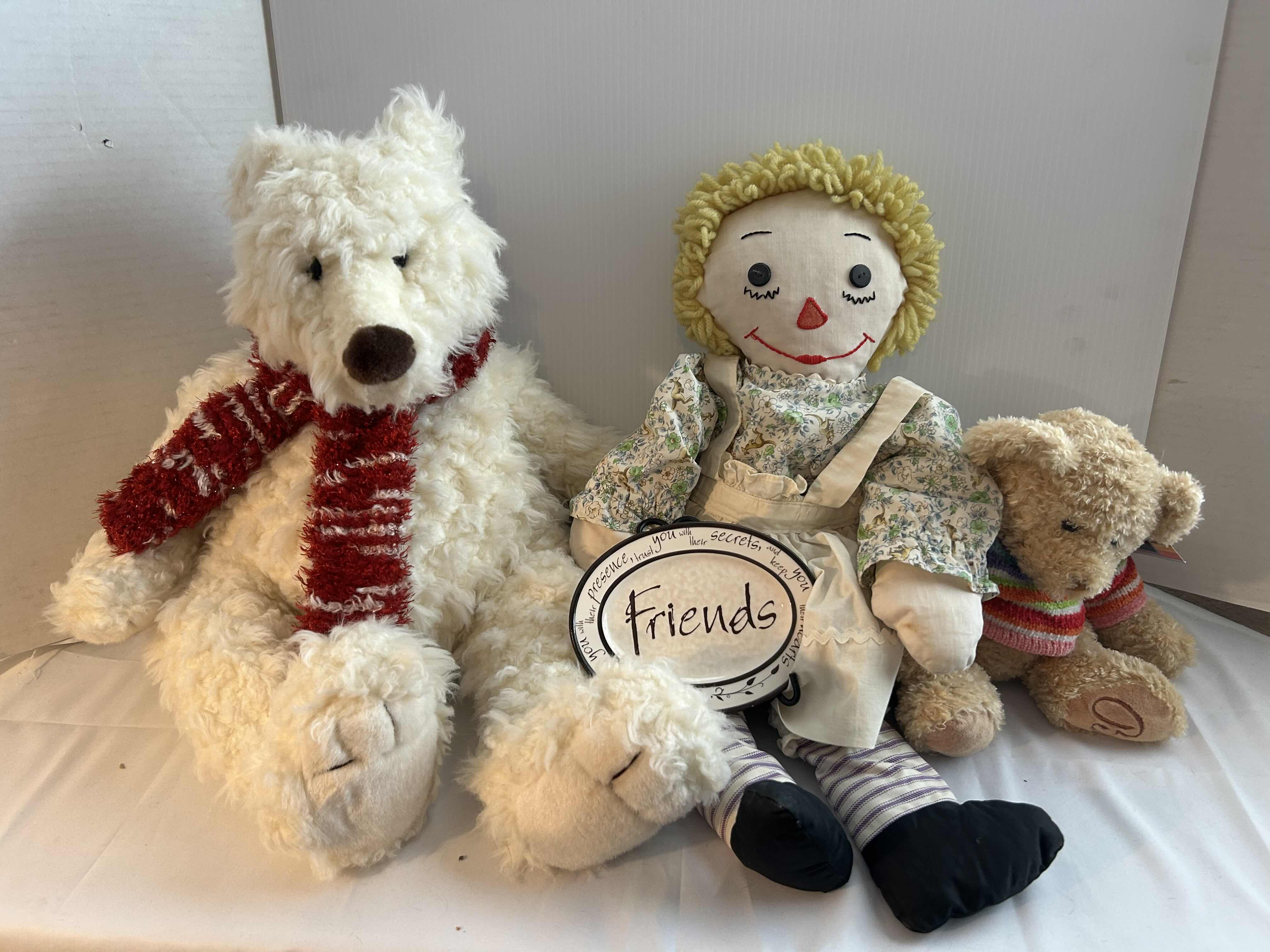 Photo 1 of 3-STUFFED ANIMALS. VINTAGE RAGEDY ANN AND 1 GUND BEAR