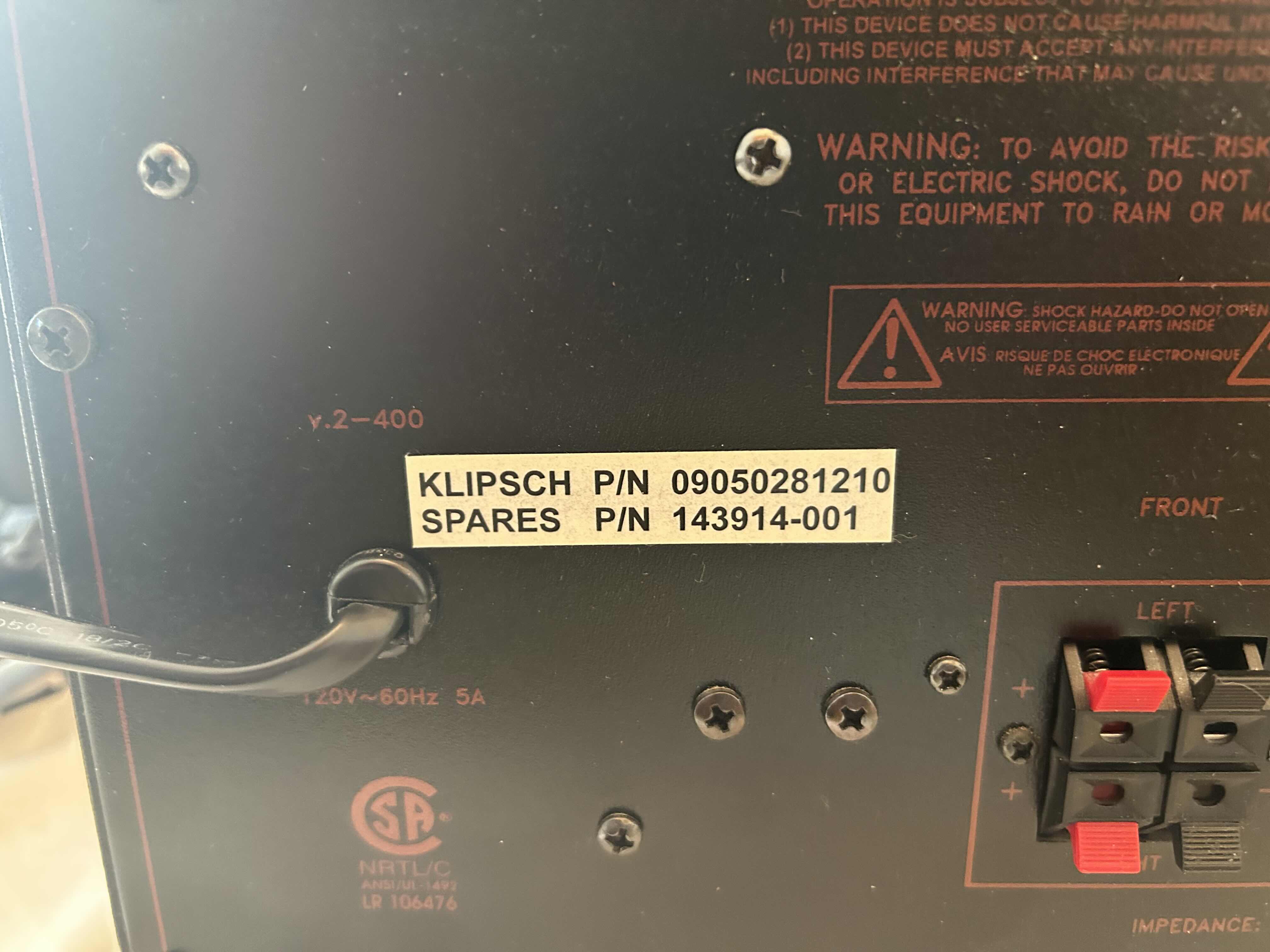 Photo 1 of 2 KLIPSCH SPEAKERS & SUB