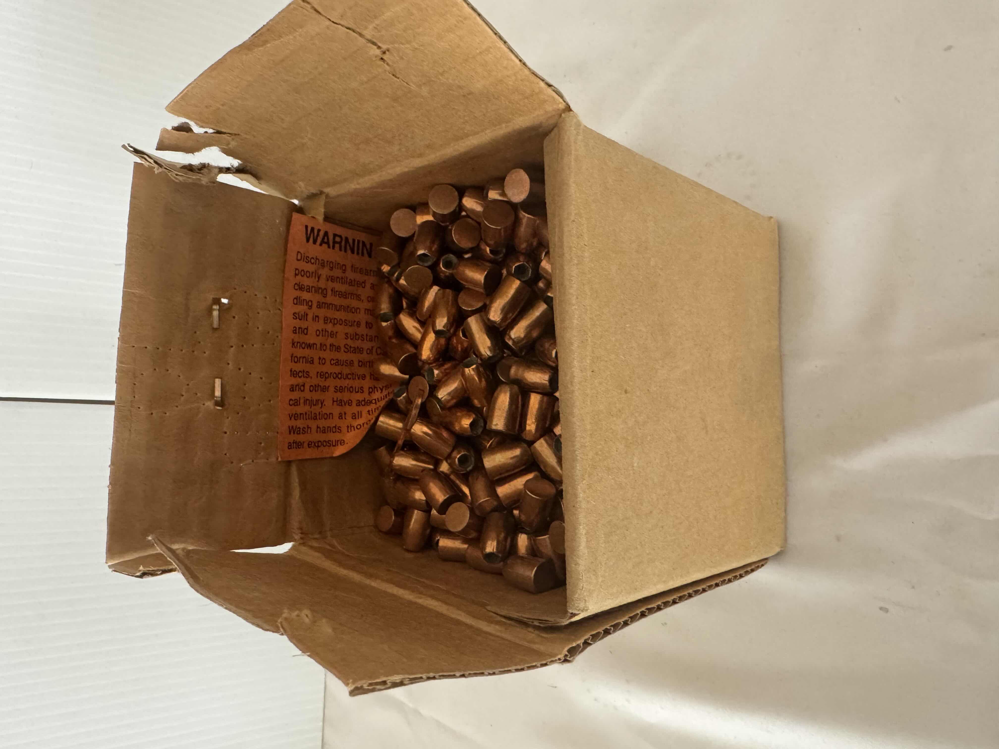 Photo 4 of BOX OF 9MM .355 115GR COPPER FMJ PROJECTILES-FIREARMS, BULLET PARTS FOR 9MM GUN.