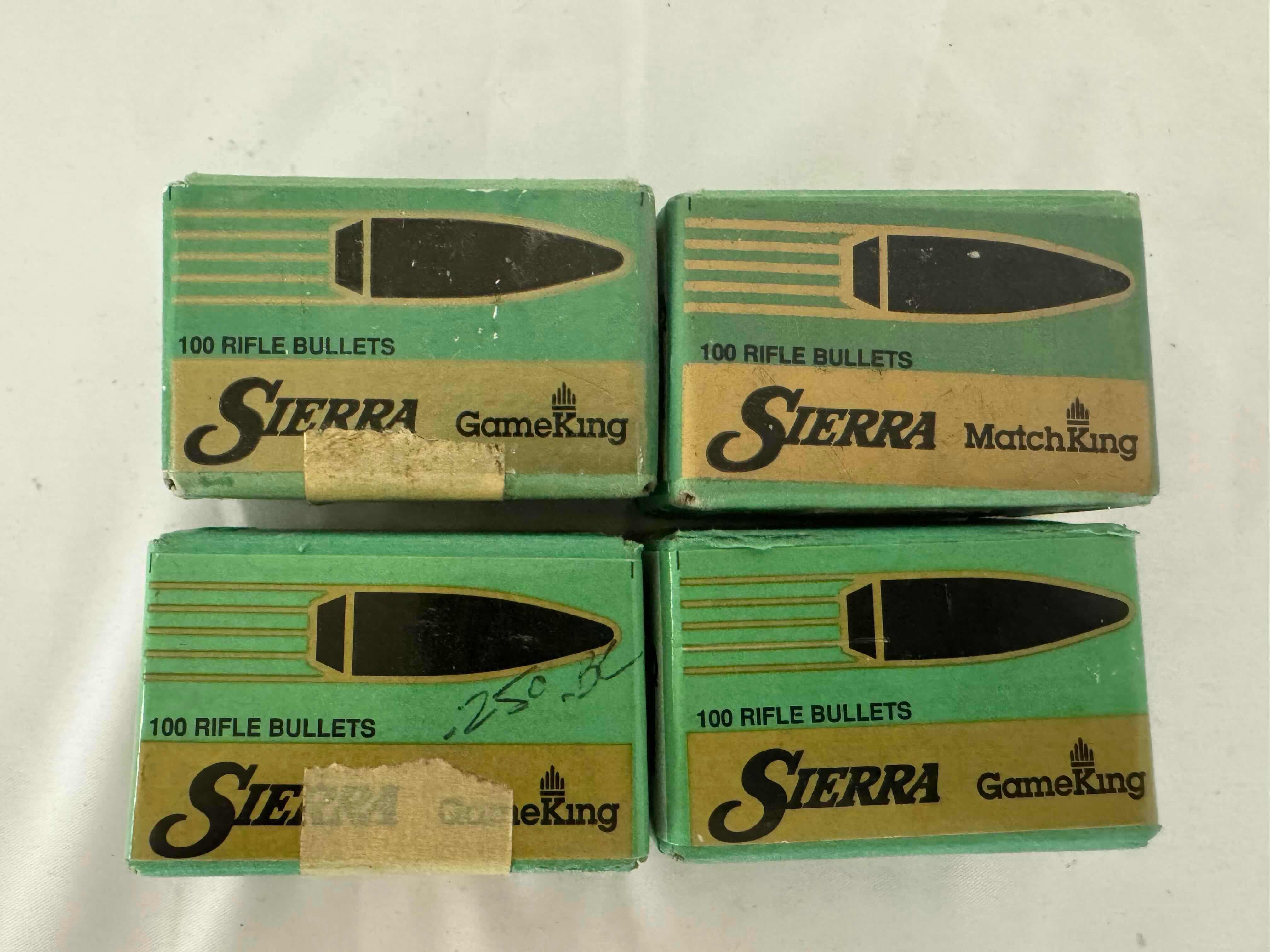 Photo 1 of 4 BOXES OF SIERRA RIFLE BULLETS. 100 PER BOX