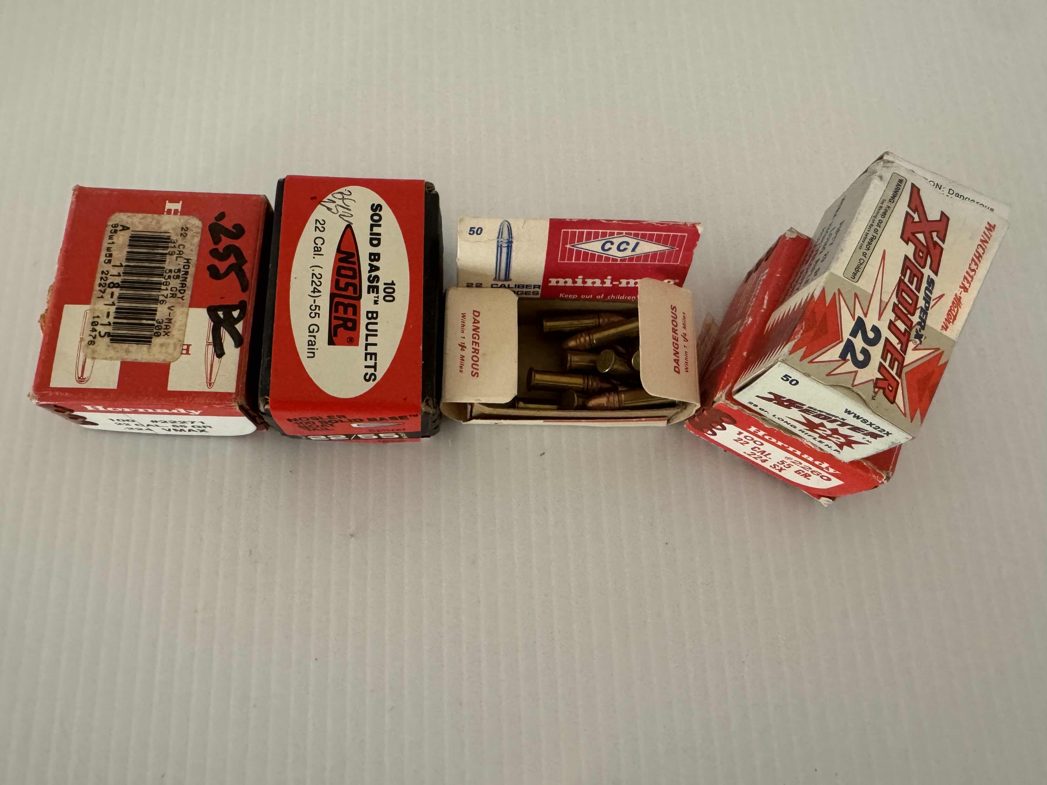 Photo 1 of 5 BOXES OF 22 CALIBER 55 GRAIN AMMUNITION-BULLET ACCESSORIES-FIREARM/GUN AMMO.