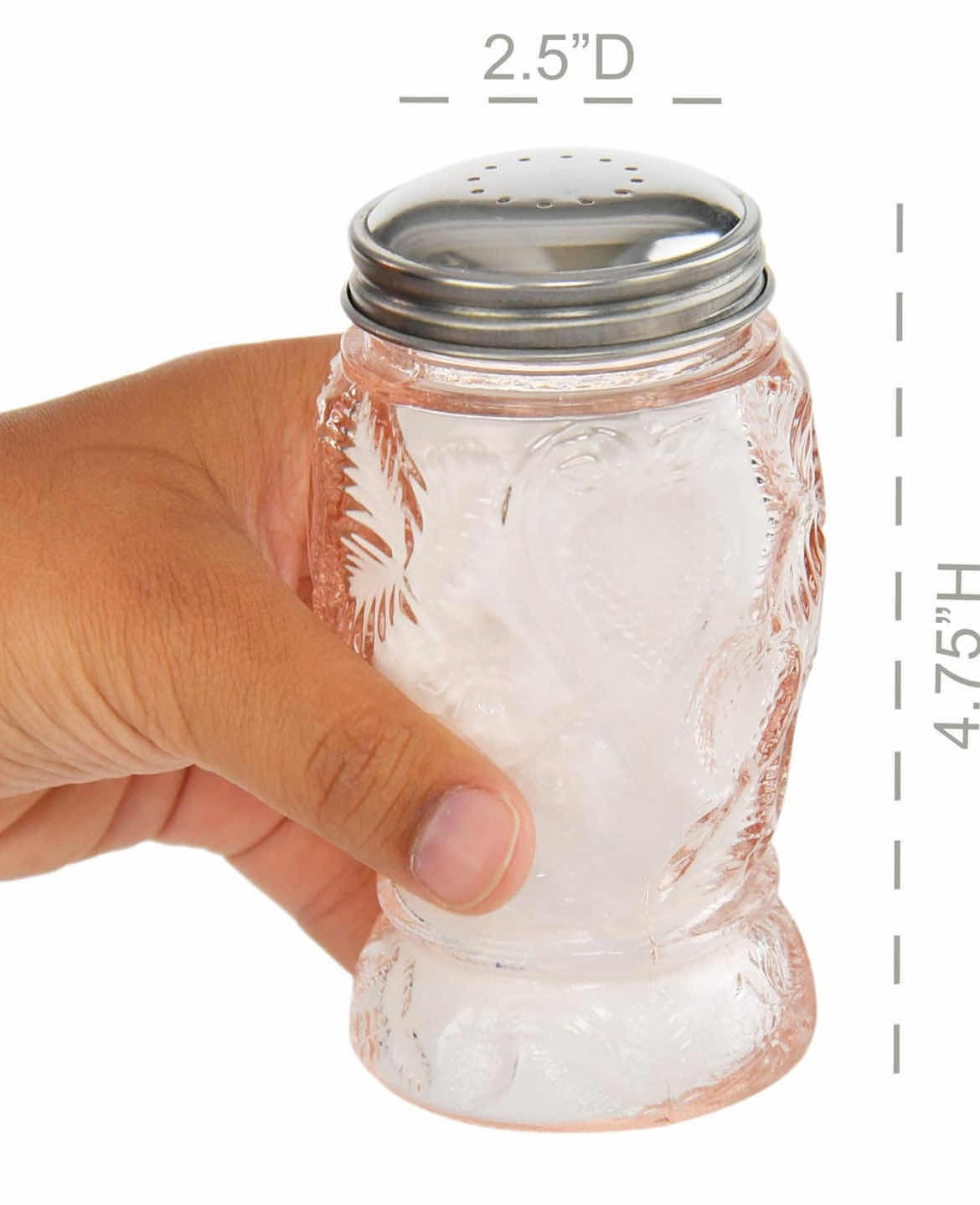 Photo 1 of BRAND NEW CASE OF HOME-X OLD-FASHIONED GLASS STRAWBERRY SALT & PEPPER SHAKERS  (PINK) 2 ½” D x 4 ¾” H