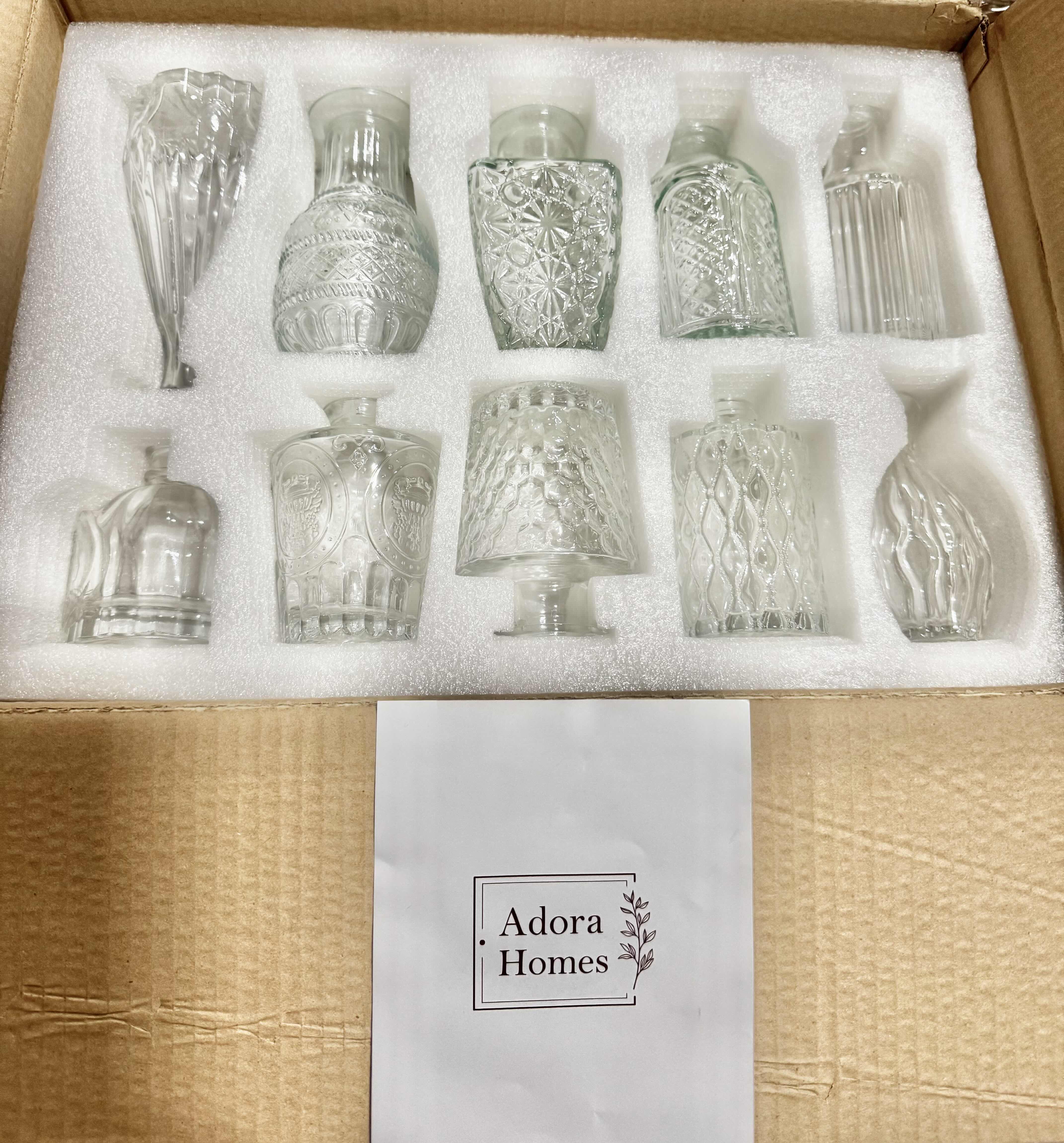 Photo 1 of BRAND NEW ADORA HOMES 10 GLASS FLOWER VASES,SMALL VASES FOR CENTERPIECES, CLEAR