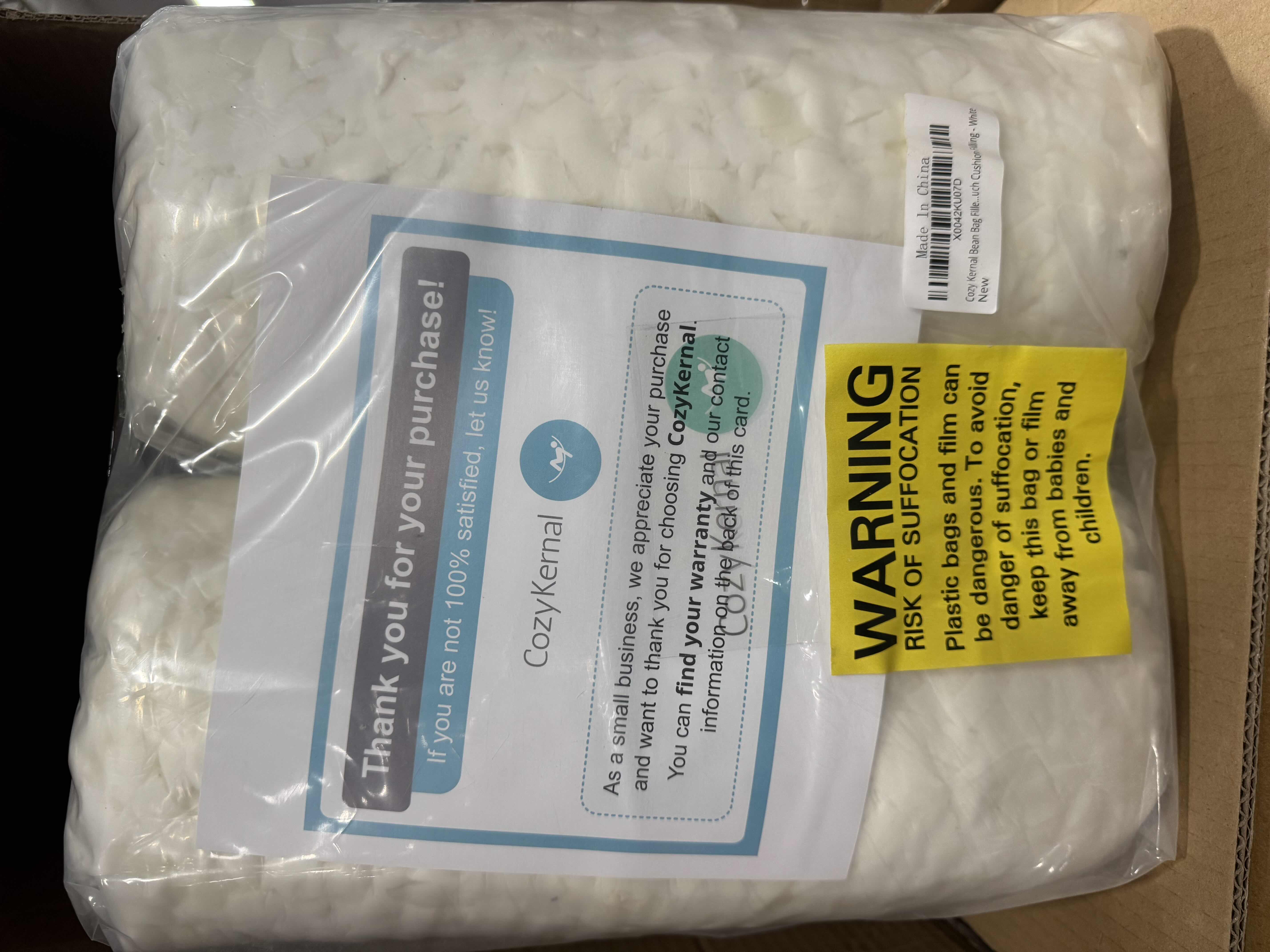 Photo 1 of  BRAND NEW COZY KERNAL BEAN BAG FILLER, CUSHION FILLER, WHITE