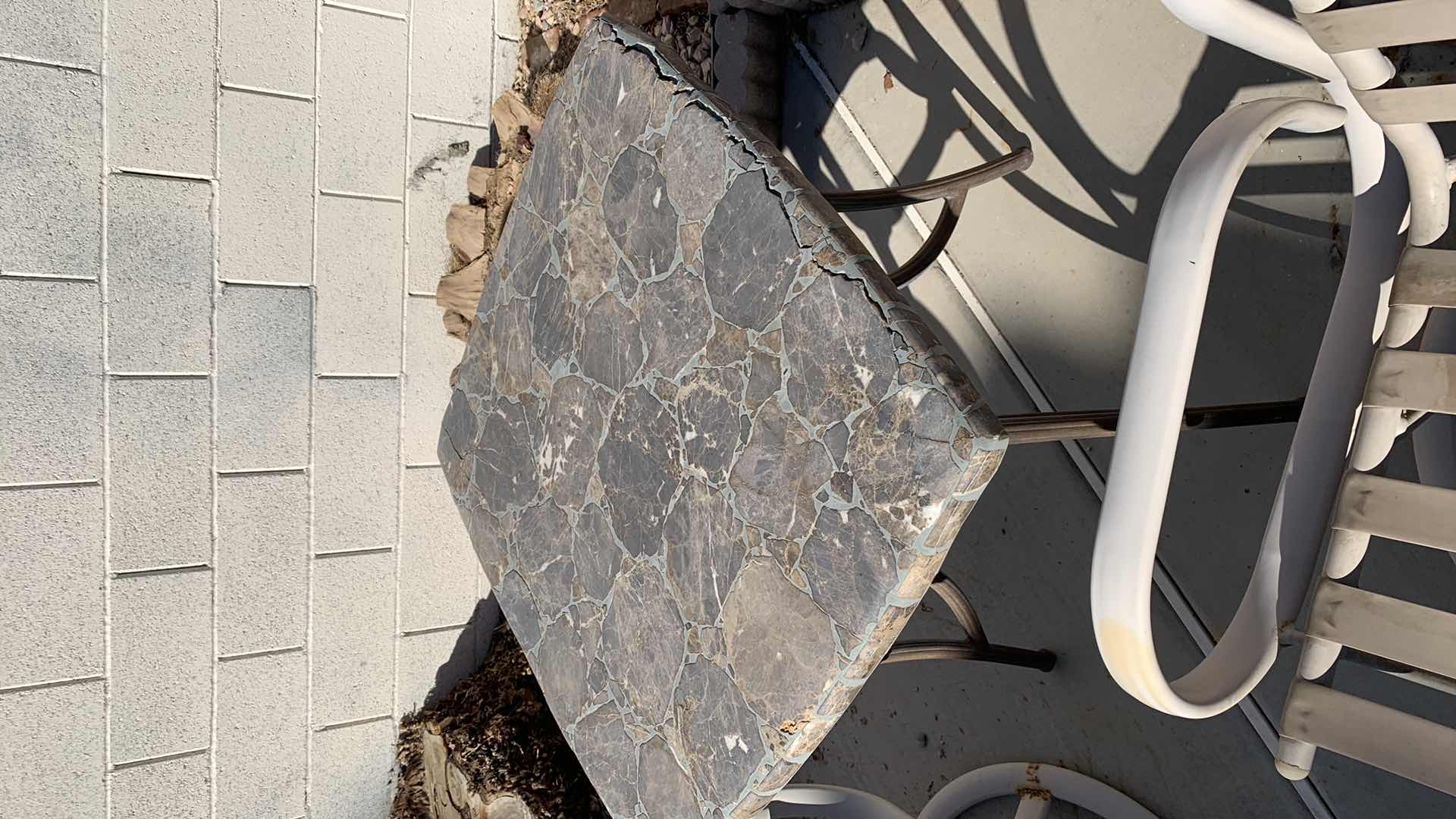 Photo 3 of 2-PATIO CHAIRS AND A STONE TOP TABLE