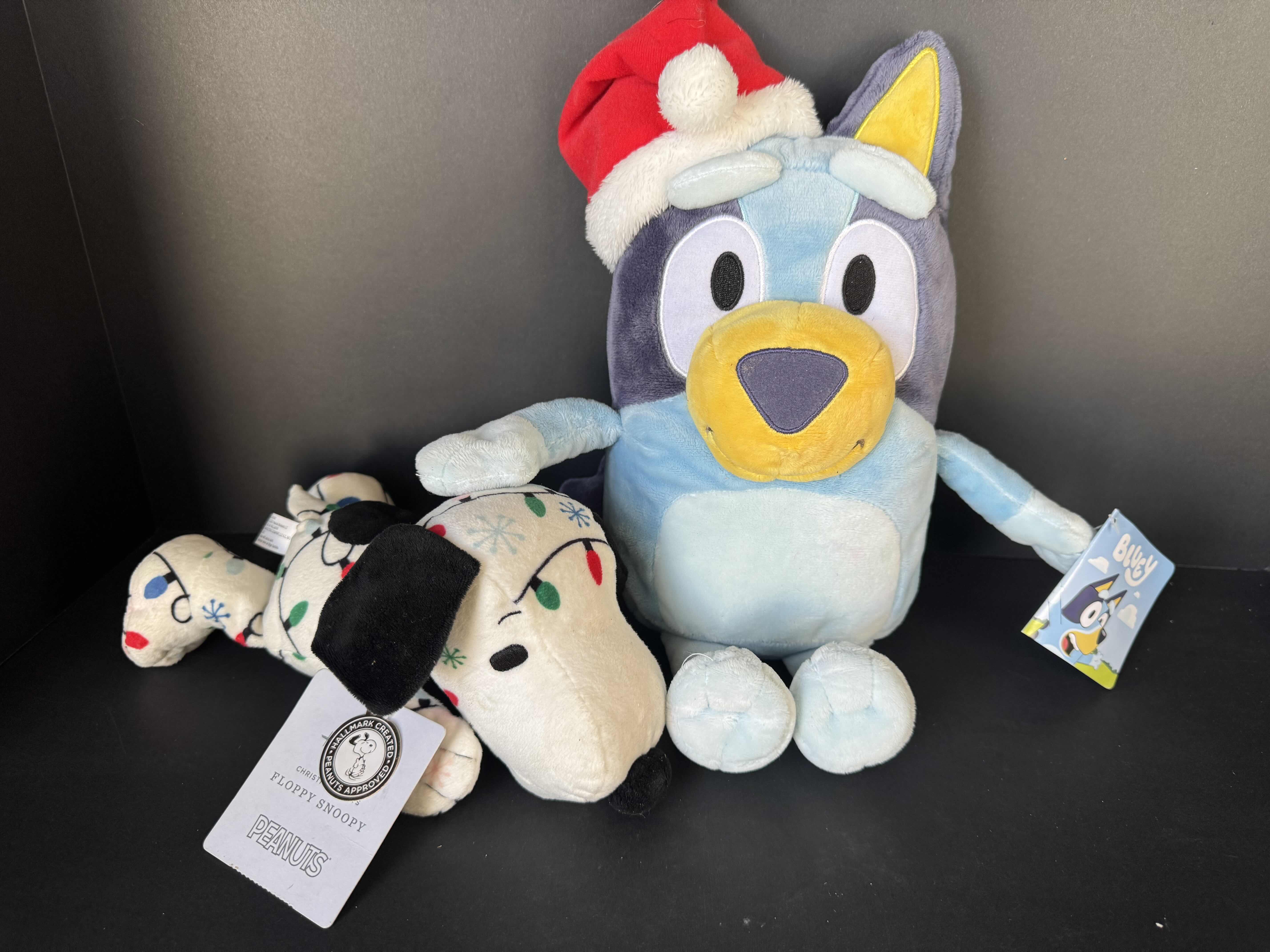 Photo 1 of DECORATIVE HOLIDAY CHRISTMAS PLUSHIES. BLUEY AND SNOOPY. NEW WITH TAGS