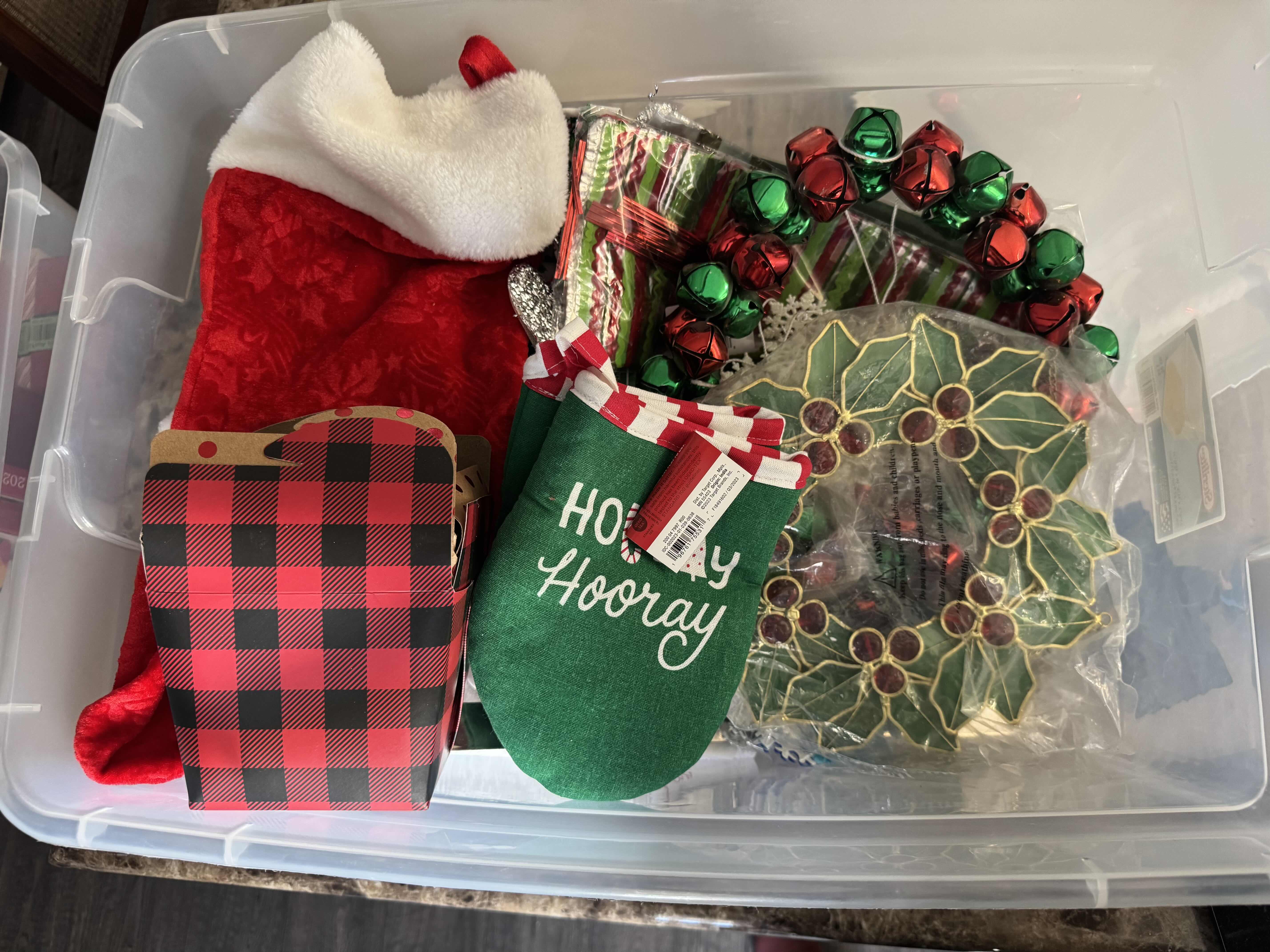 Photo 1 of CONTENTS OF CONTAINER-ASSORTED CHRISTMAS DECORATIONS, HOLIDAY SEASON ASSORTMENT.