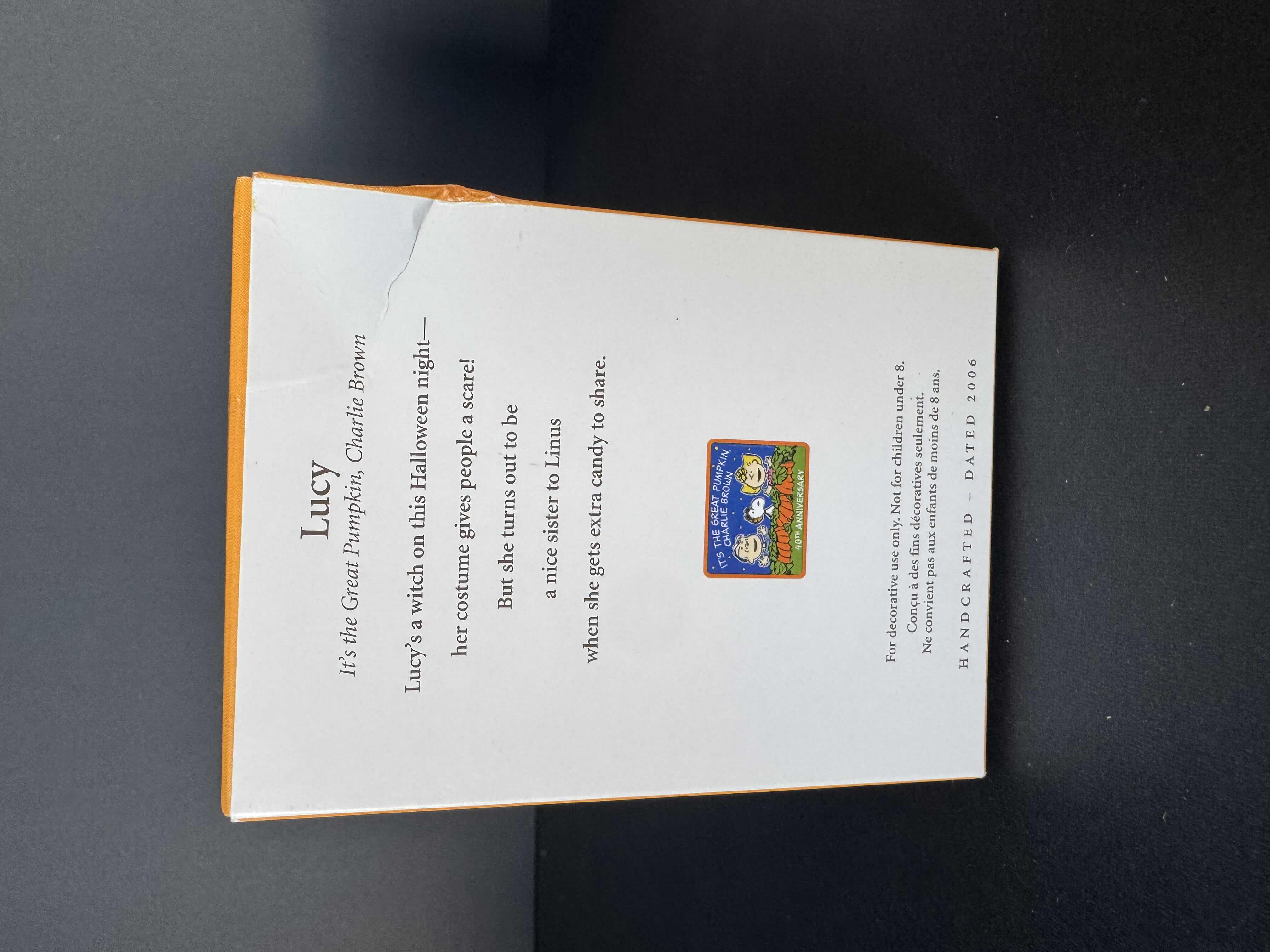 Photo 2 of HALLMARK KEEPSAKE PEANUTS LUCY “IT’S THE GREATEST PUMPKIN, CHARLIE BROWN” HALLOWEEN DECORATION