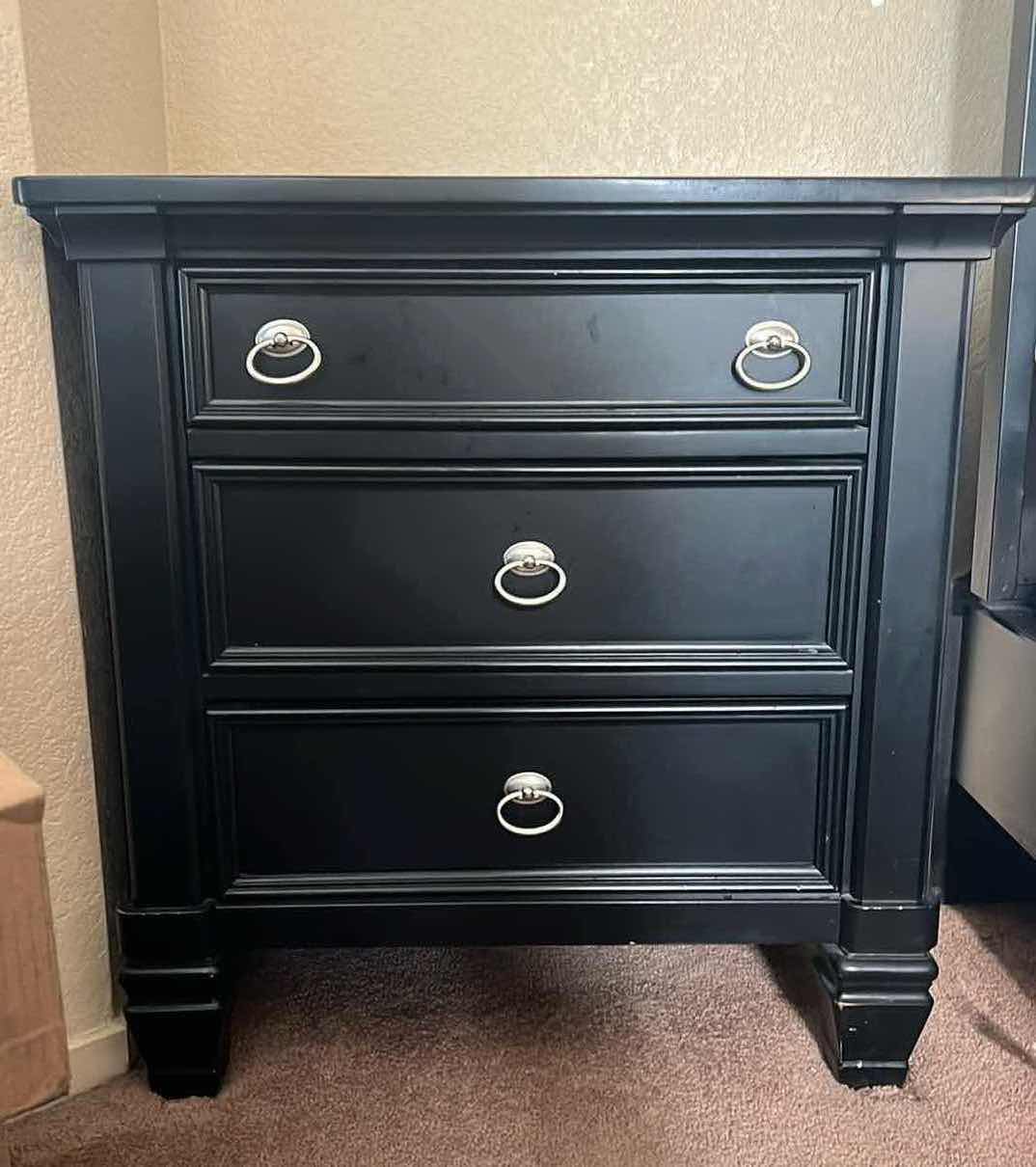 Photo 1 of BLACK NIGHT STAND. PART OF SET, SOLD SEPARATELY. 29" x 19" x 29"