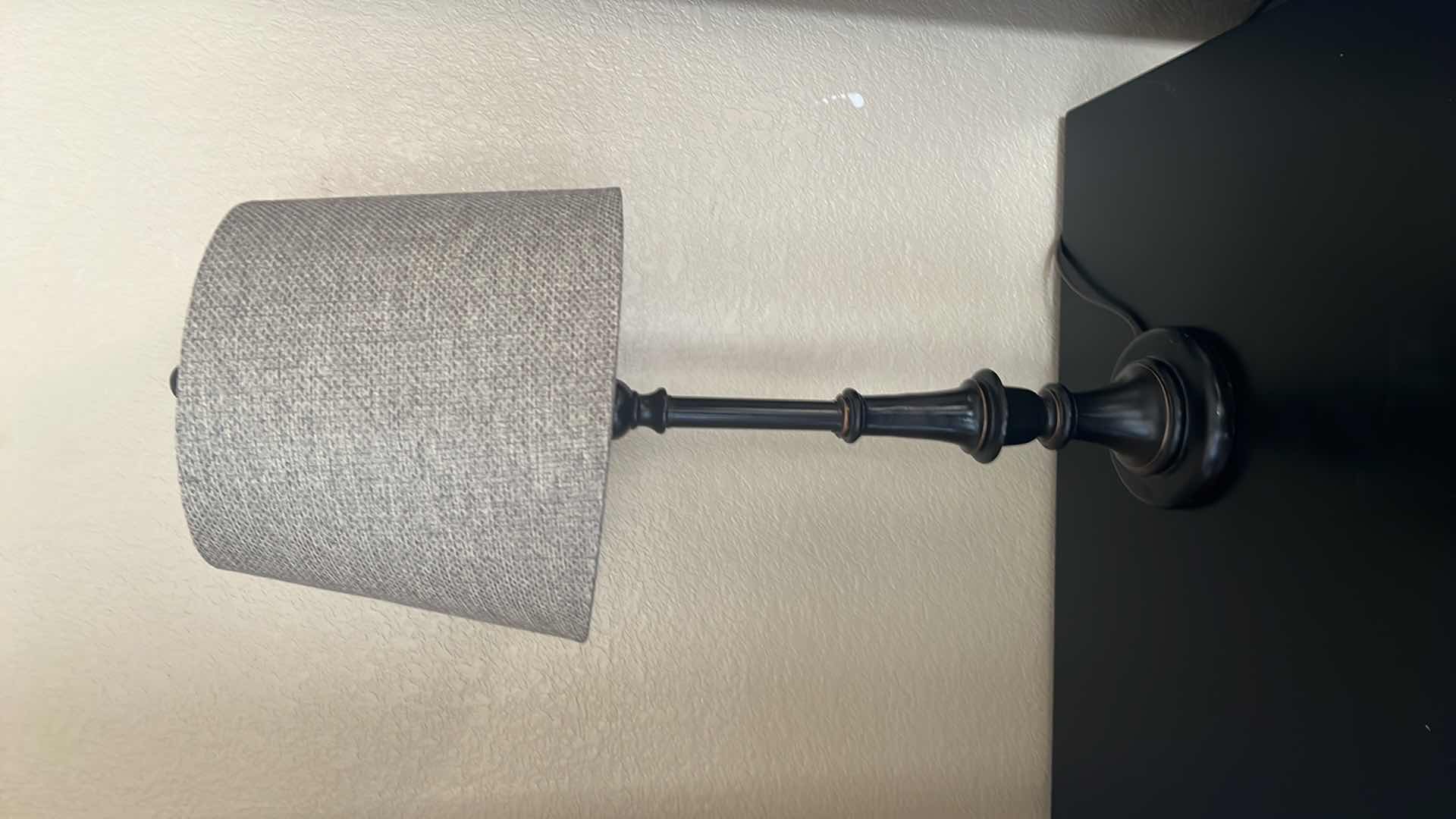 Photo 1 of BEDSIDE LAMP-BLACK WITH LIGHT SHADE. 1 OF 2 SOLD SEPARATELY. 30”H