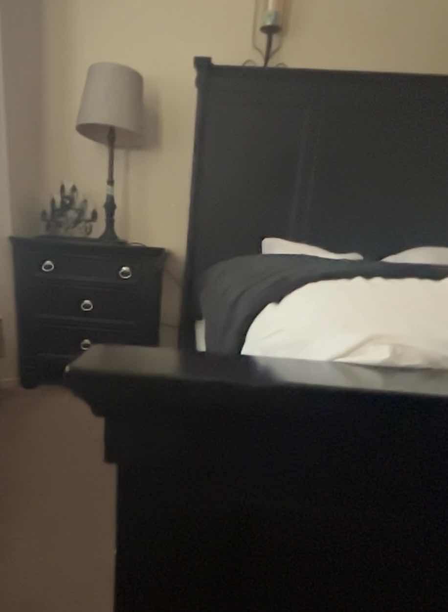 Photo 3 of BED FRAME-BLACK WOOD-KING BED FRAME. PART OF BED ROOM SET SOLD SEPARATELY.MATTRESS NOT INCLUDED.  7’ x 7’ x 5’ H