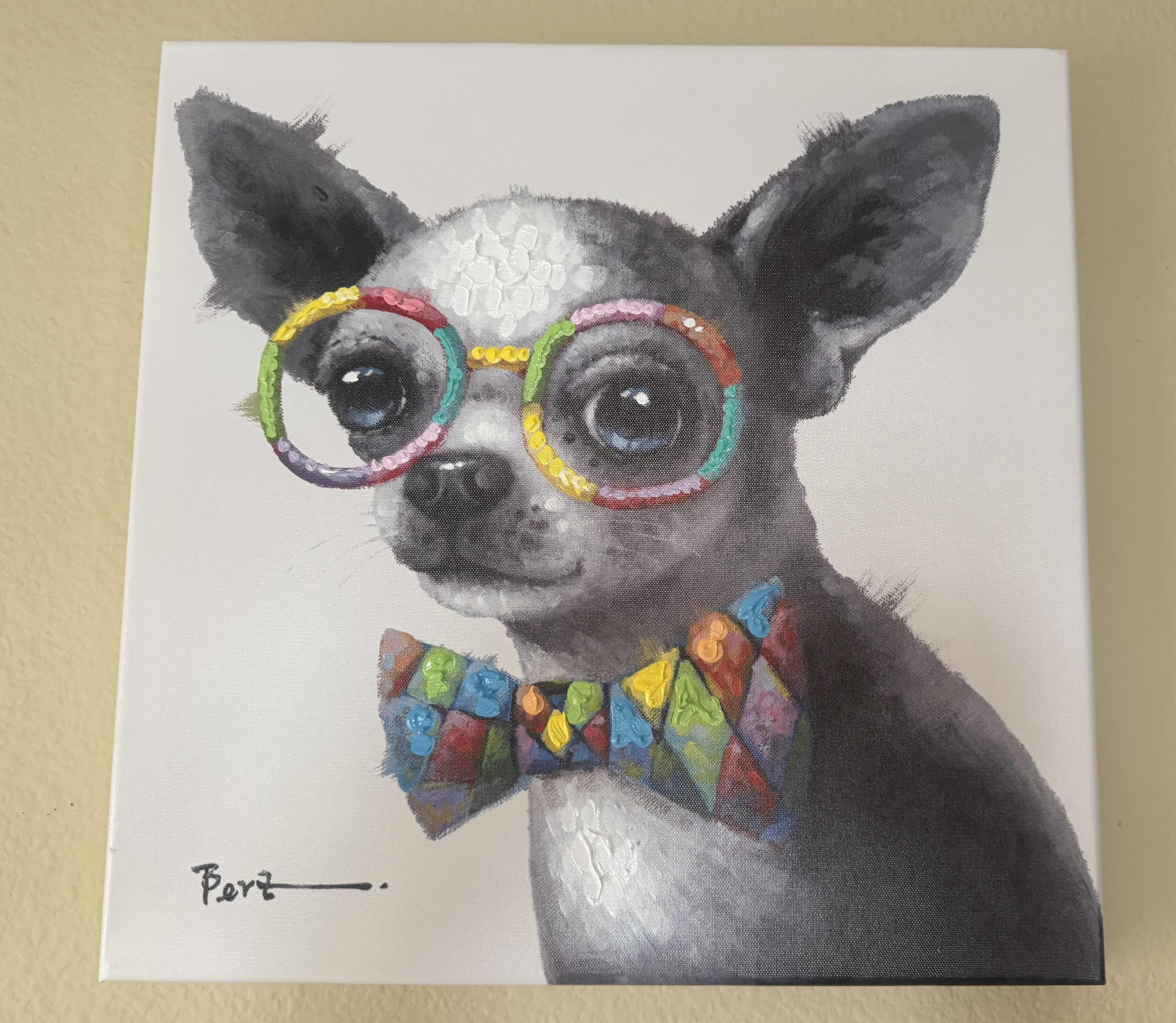 Photo 1 of CHIHUAHUA WITH GLASSES PAINTING ON CANVAS WALL ART READY TO HANG ARTWORK

16”H X 16”L