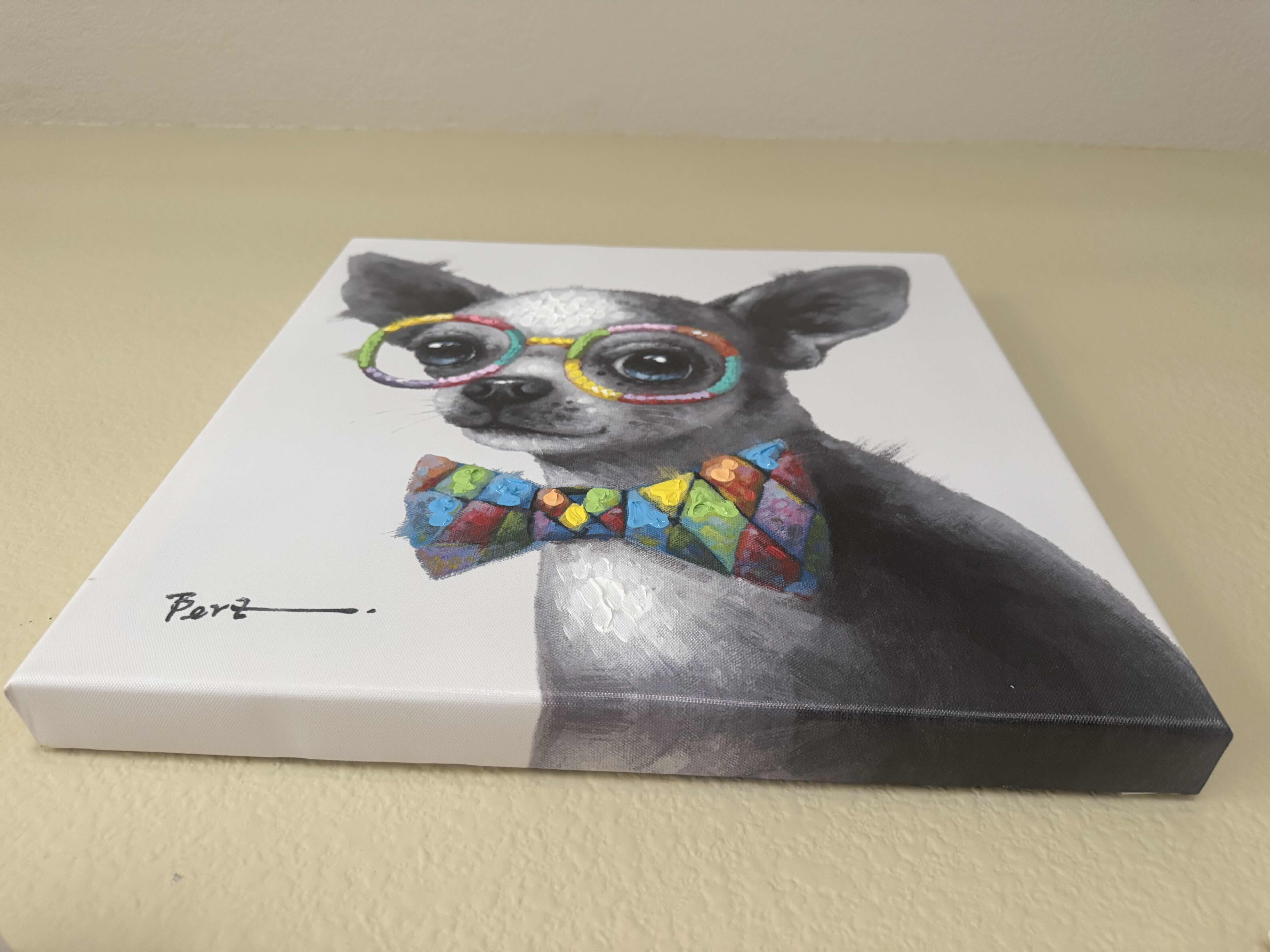 Photo 1 of CHIHUAHUA WITH GLASSES PAINTING ON CANVAS WALL ART READY TO HANG ARTWORK

16”H X 16”L