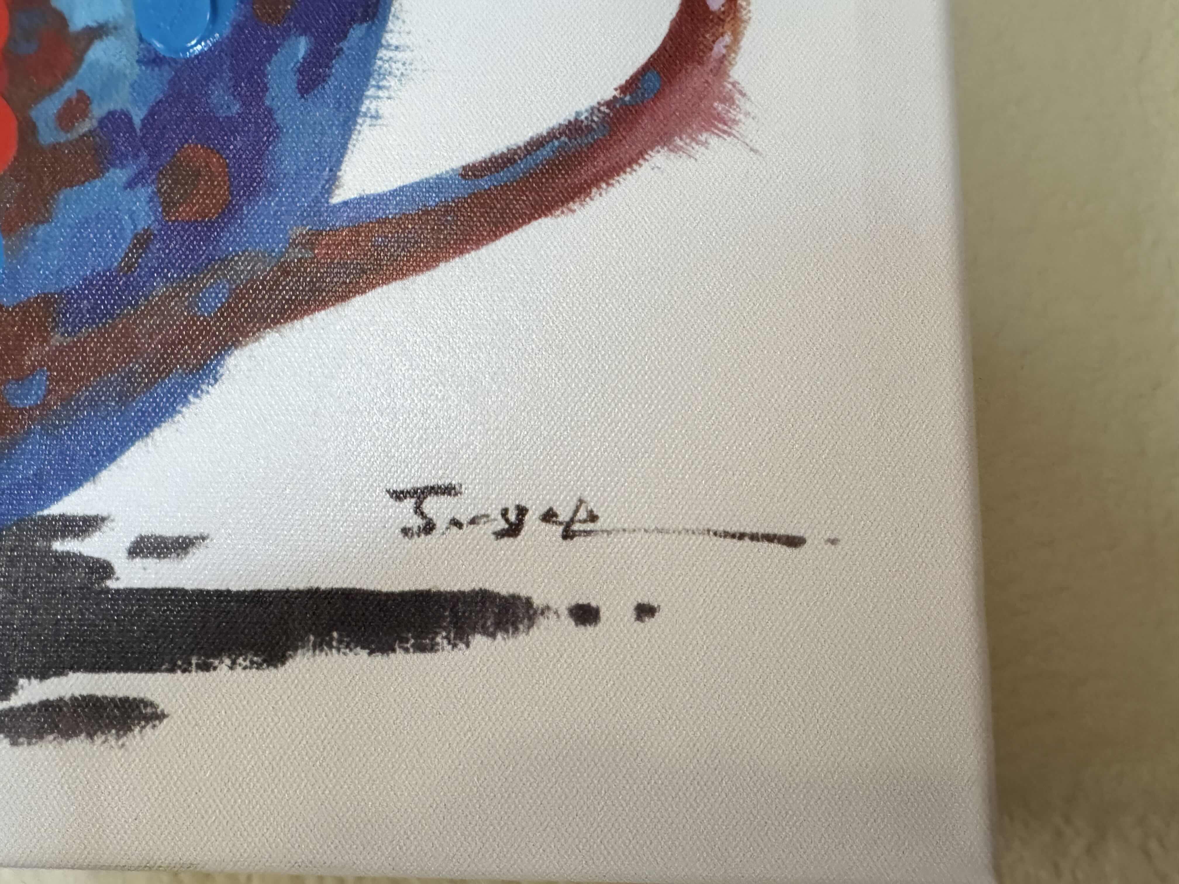 Photo 2 of CAT IN A CUP WITH GLASSES PAINTING ON CANVAS WALL ART READY TO HANG ARTWORK 

16”H X 16”L