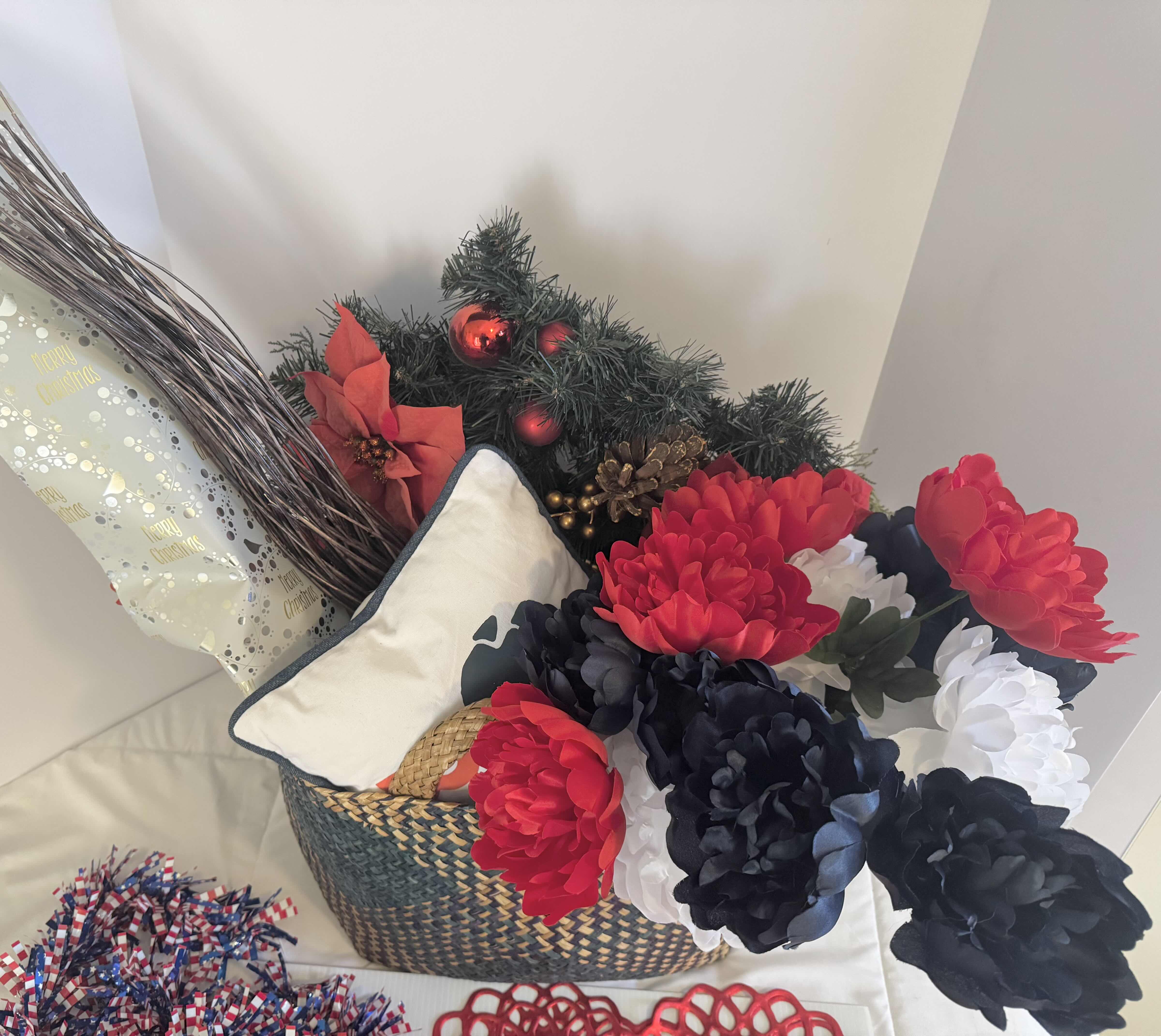 Photo 1 of ASSORTED HOLIDAY DECORATIVE ITEMS WITH BASKET