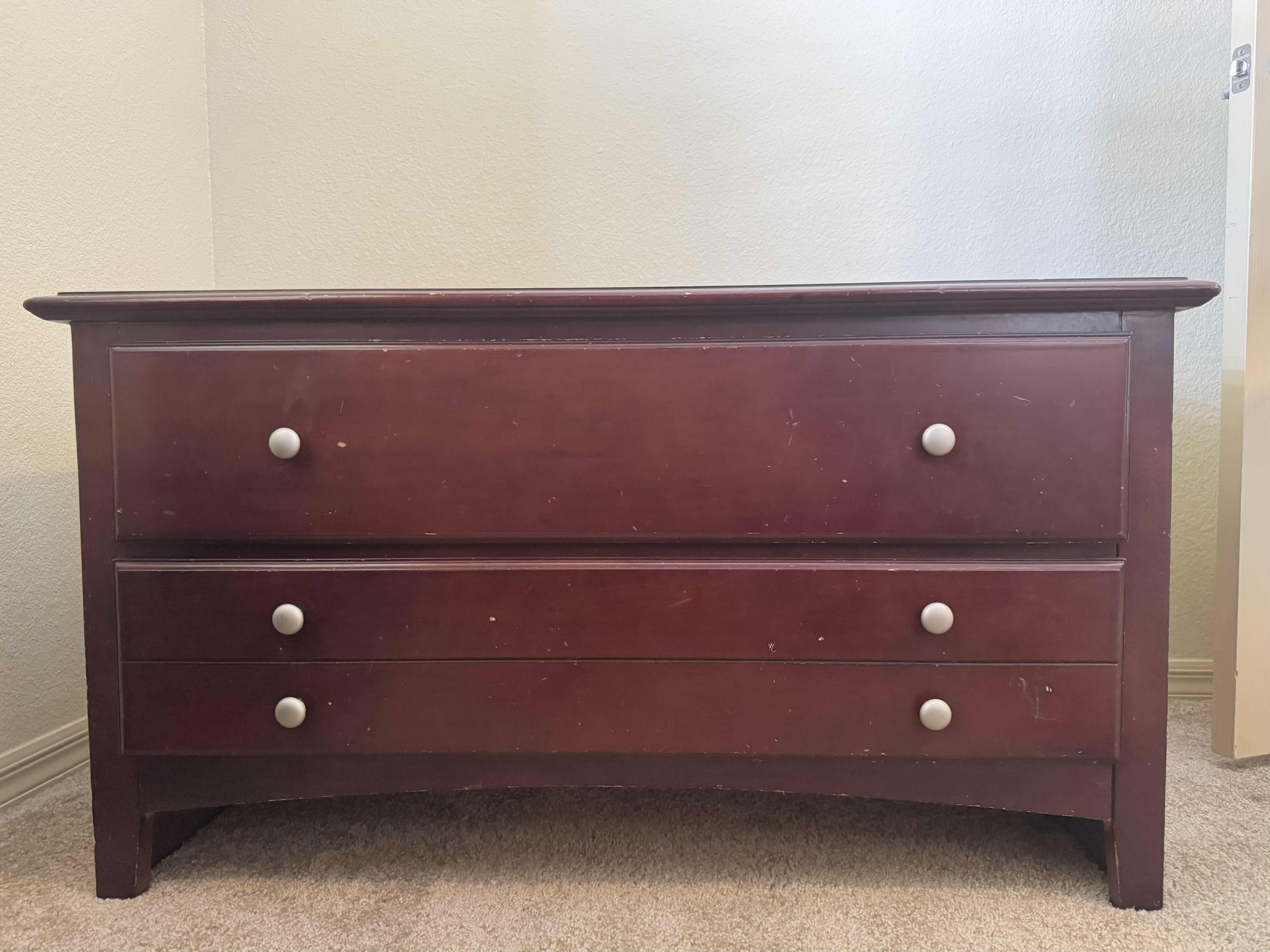 Photo 1 of 2 DRAWER DRESSER MAHOGANY STAINED 
24”H X 43”W