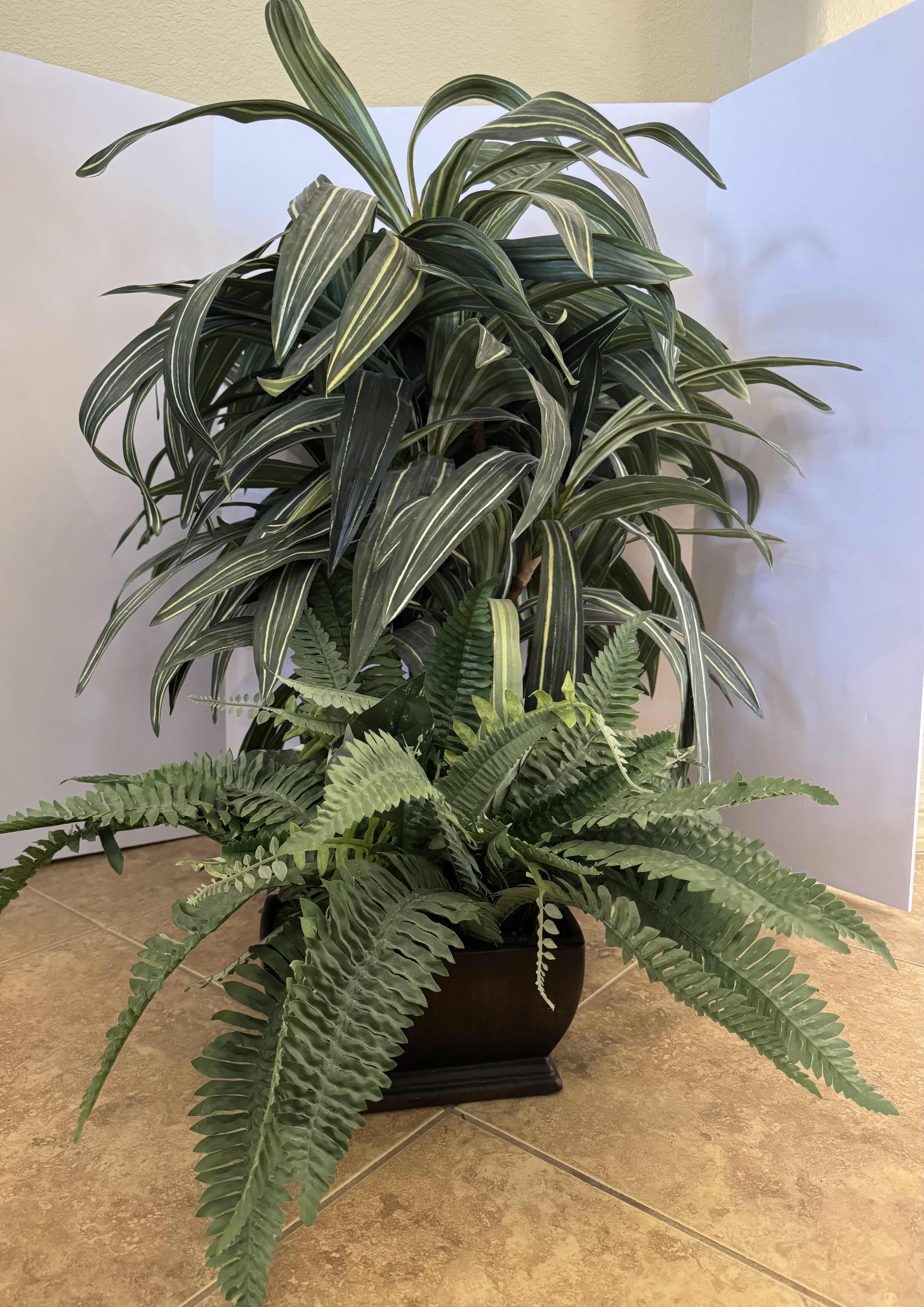 Photo 1 of DECORATIVE FAUX PLANTS, 2 ITEMS
33”H AND 15”H