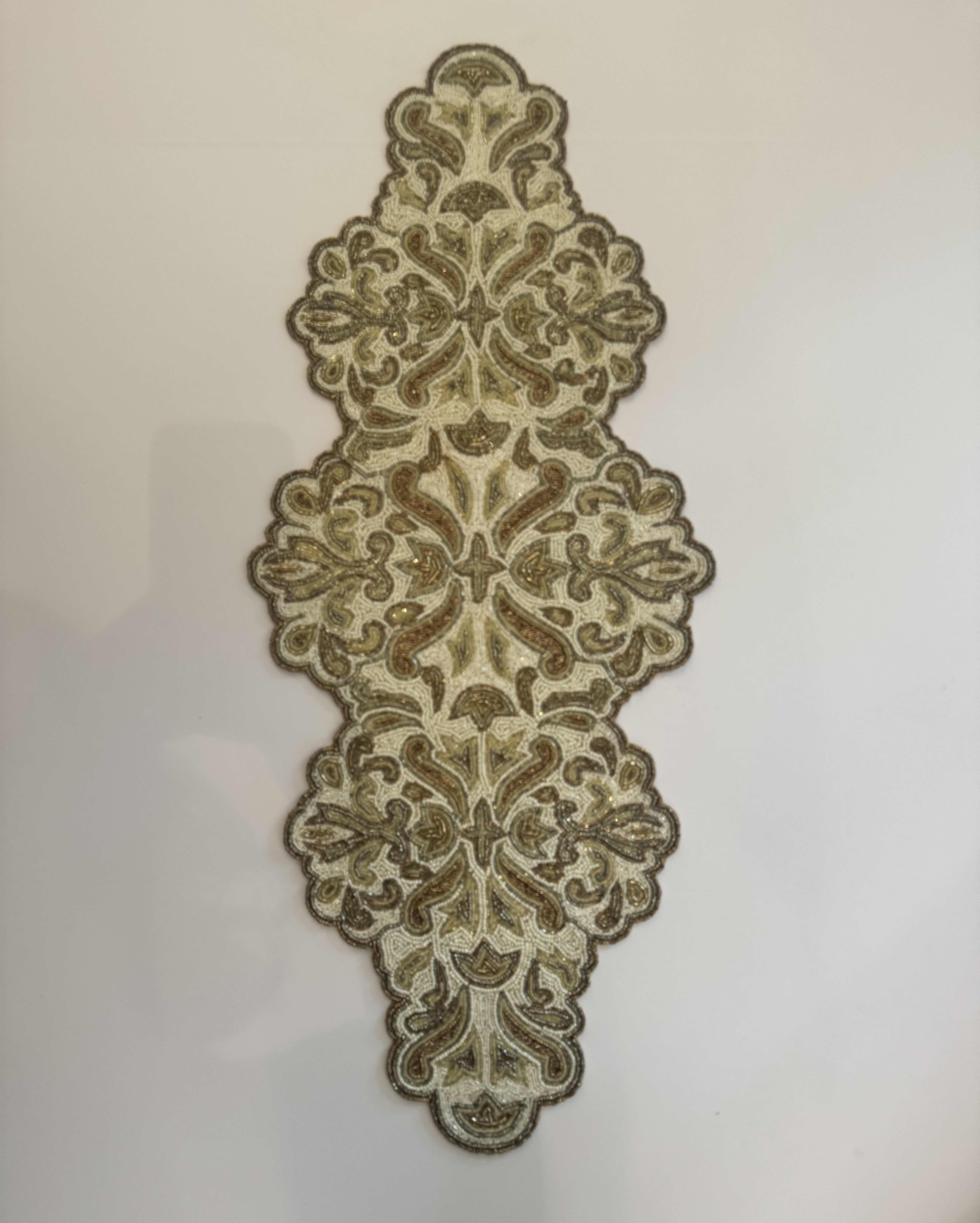 Photo 1 of DECORATIVE TABLE MAT AND BASKET,
MAT 35”H X 15”W, BASKET 15”D