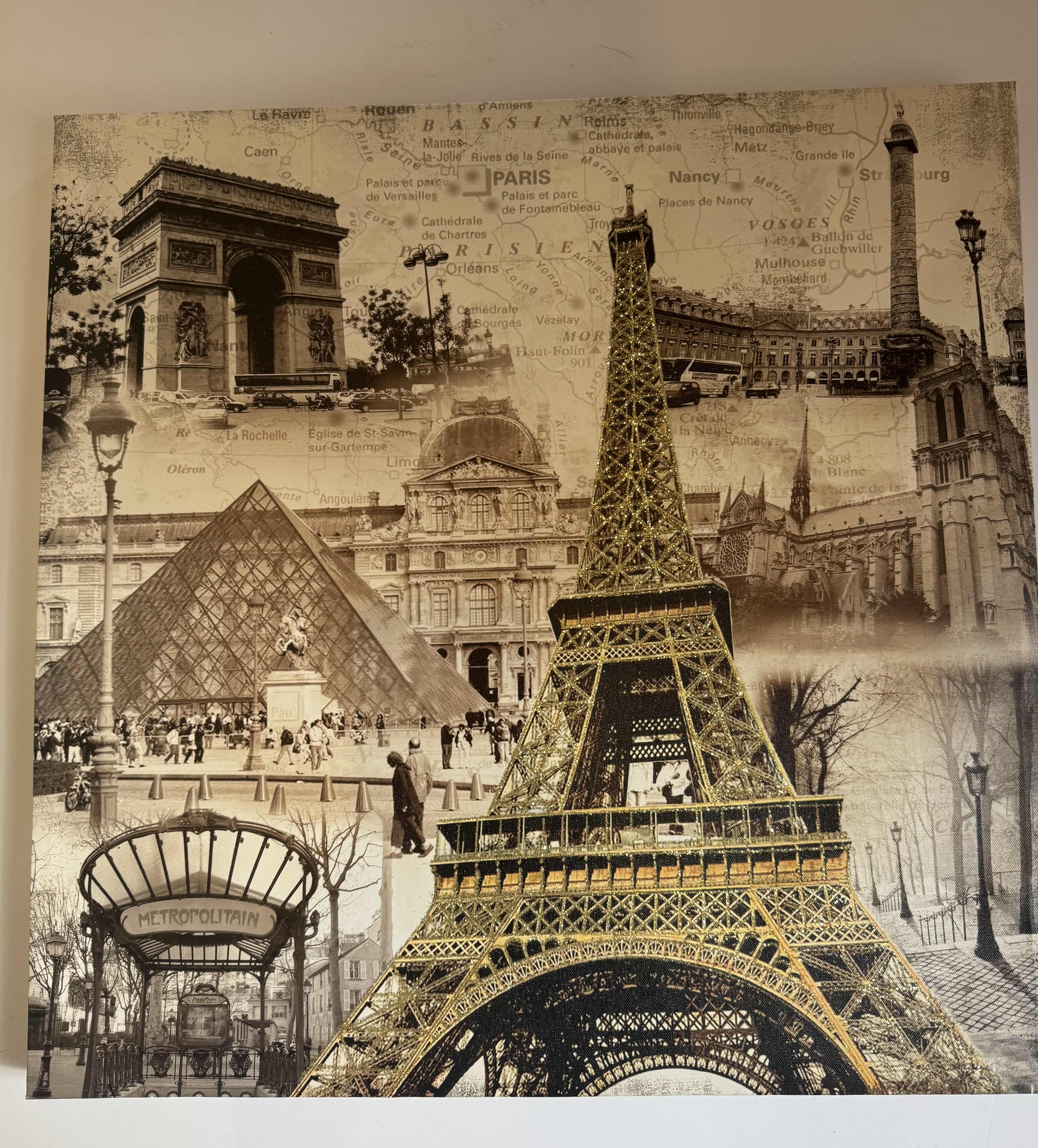 Photo 1 of 3-ARTWORK WALL DECOR CANVAS PAINTINGS NEW YORK, PARIS, LONDON 23.5”H X 23.5”W