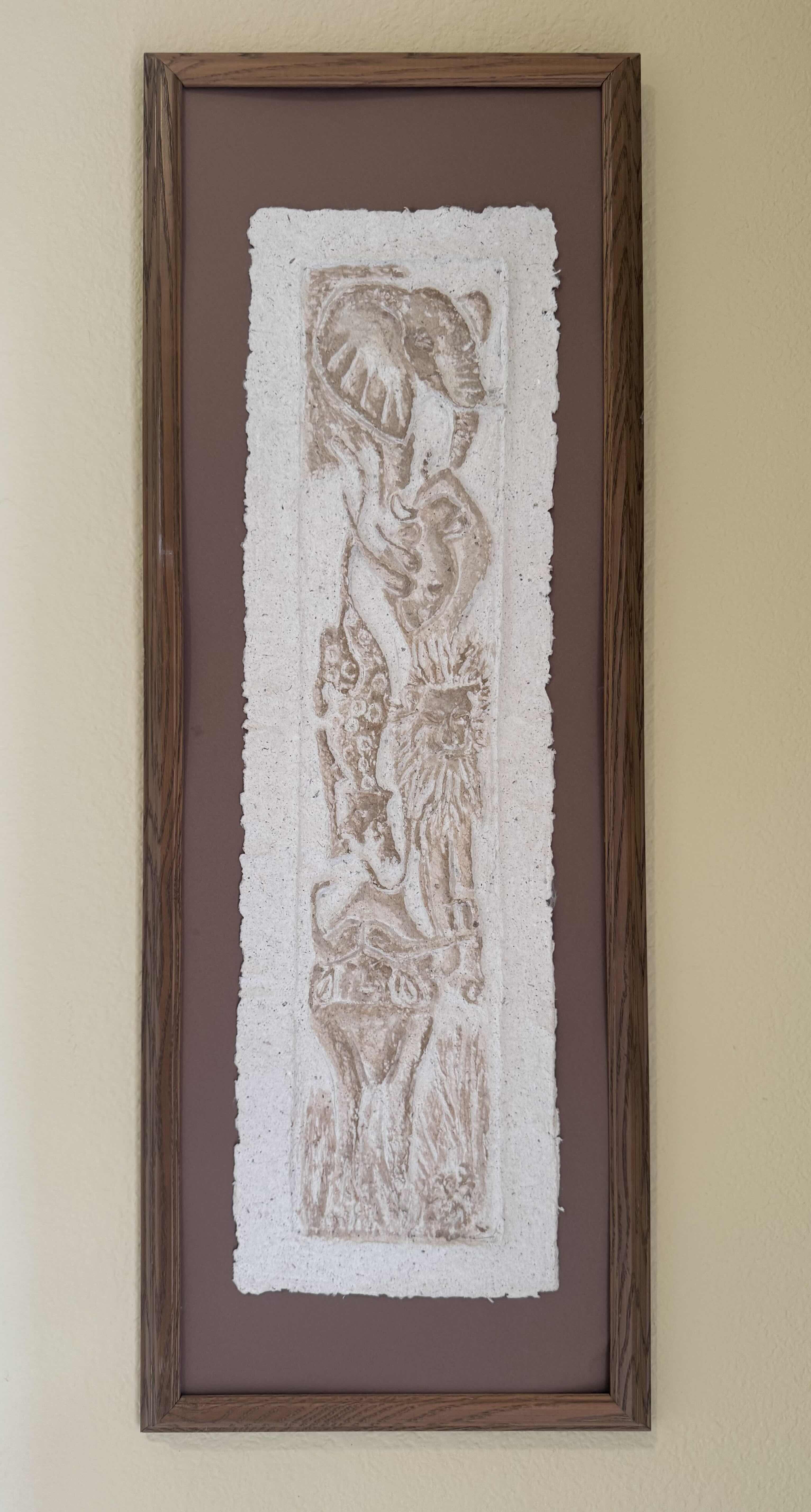 Photo 1 of DECORATIVE NUDE CARVED ARTWORK, HANDMADE IN AFRICA FRAMED WALL DECOR, 32”H X 12”W