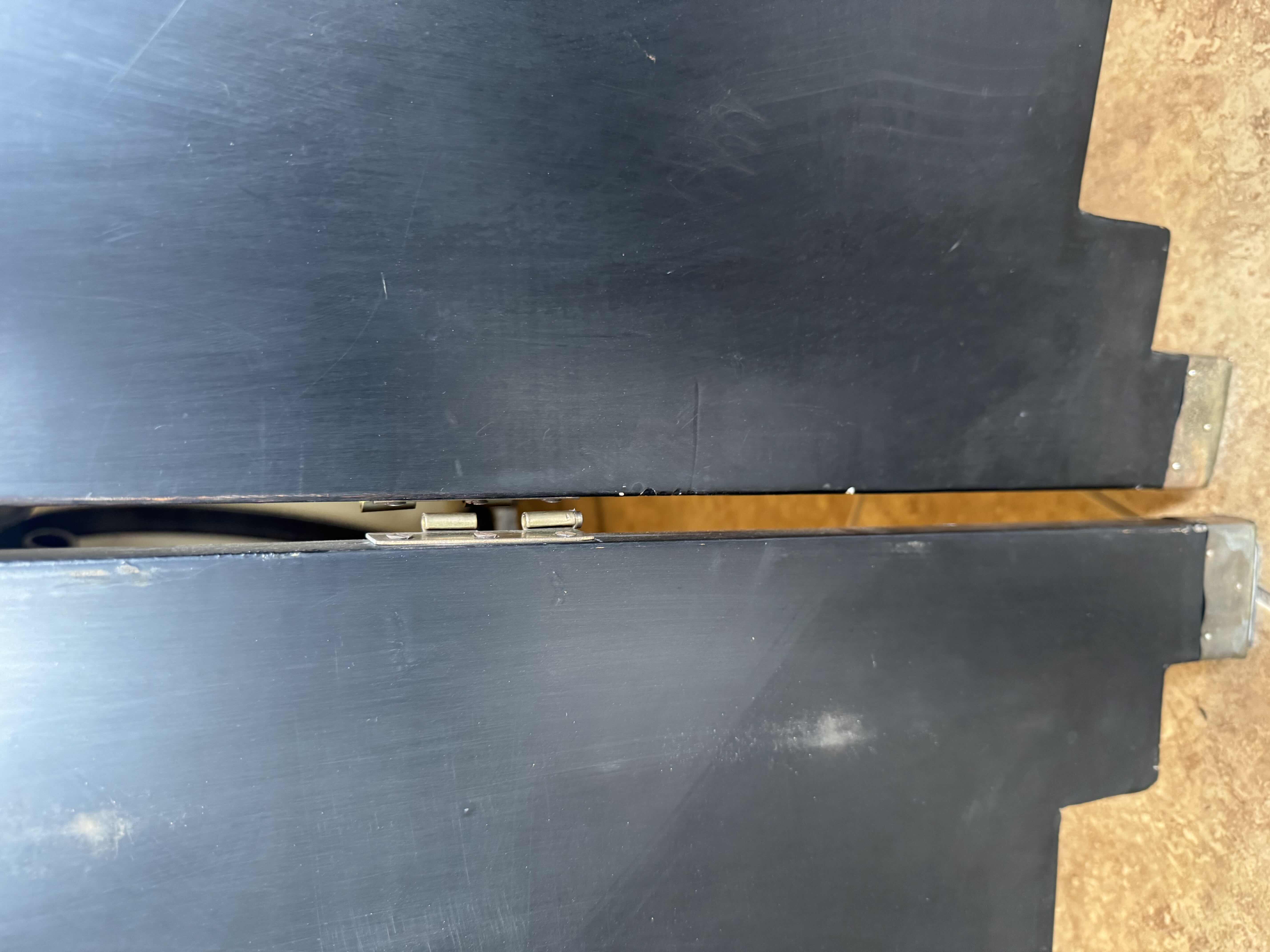 Photo 1 of 1984 OKINAWA WOODEN FOLDING SCREEN 4 PANELS, MISSING HINGE SCREW PICTURED FOR REFERENCE, 6" X 6"H