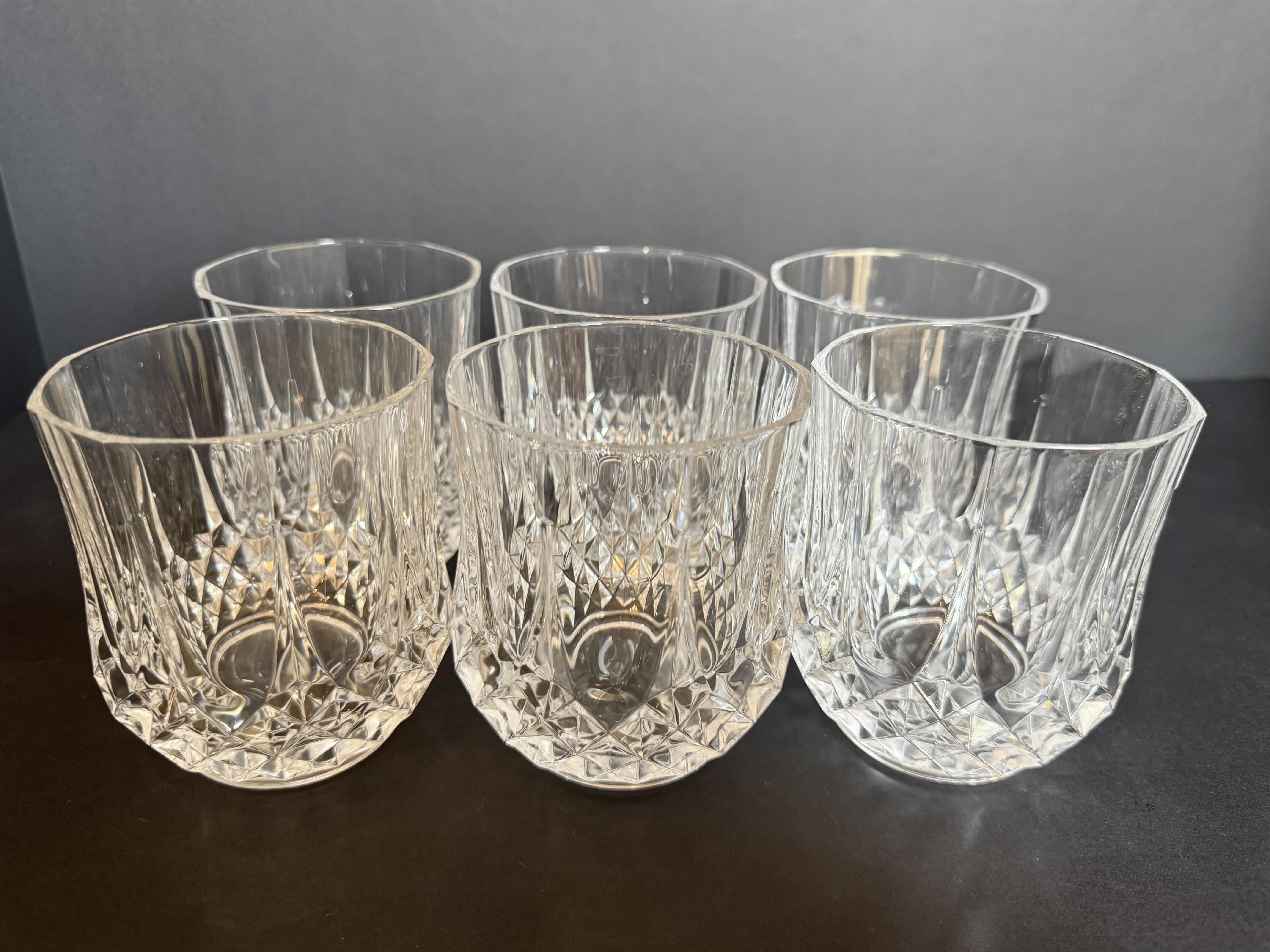 Photo 1 of 6-CRYSTAL D’ARQUES LONGCHAMP DIAMAX DOUBLE OLD FASHIONED GLASS, LOWBALL OR WHISKEY GLASS, 4”H X 3.4”D
