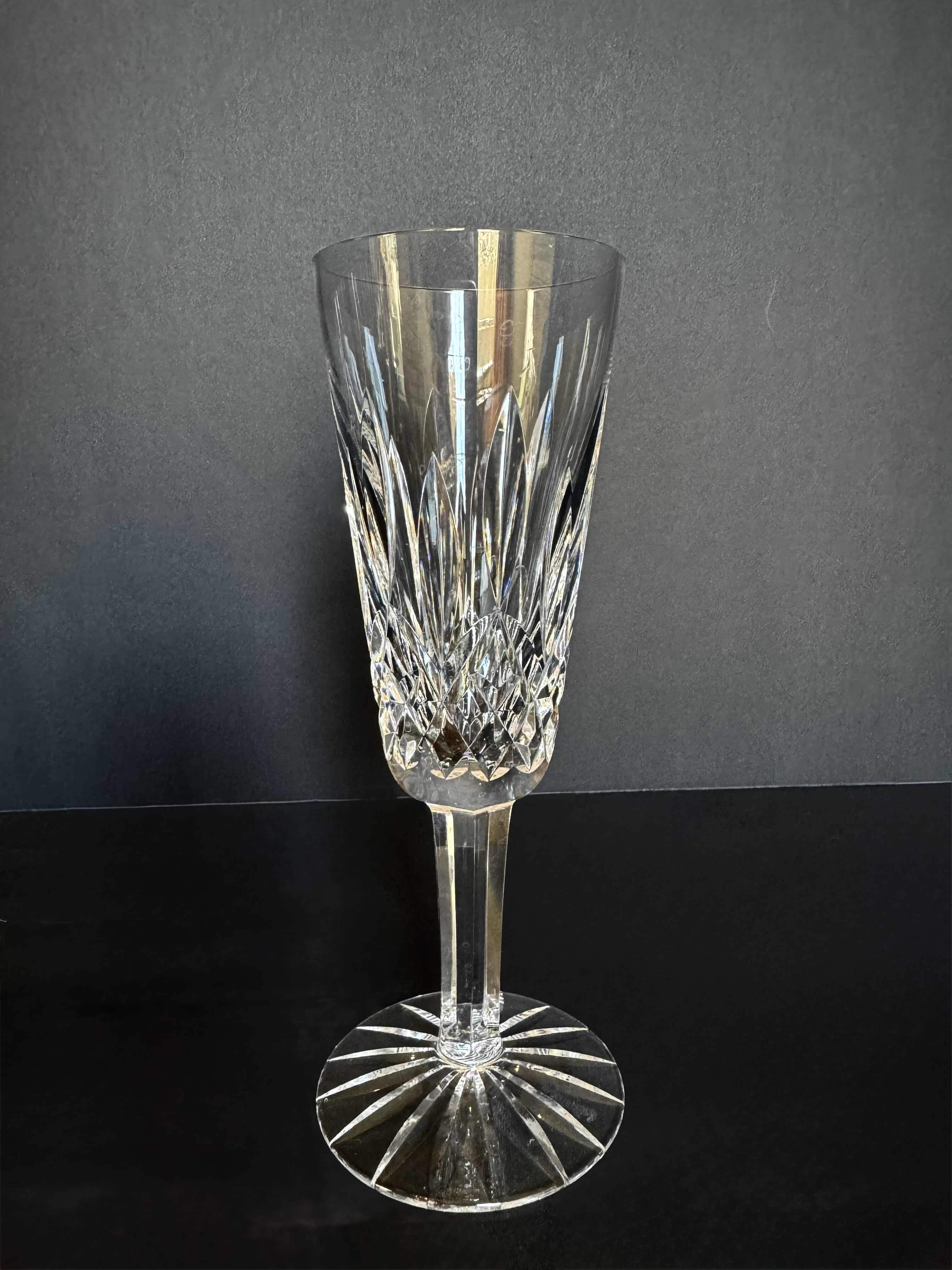 Photo 1 of 5-WATERFORD LISMORE CRYSTAL WINE/CHAMPAGNE GLASS, 7.5”H