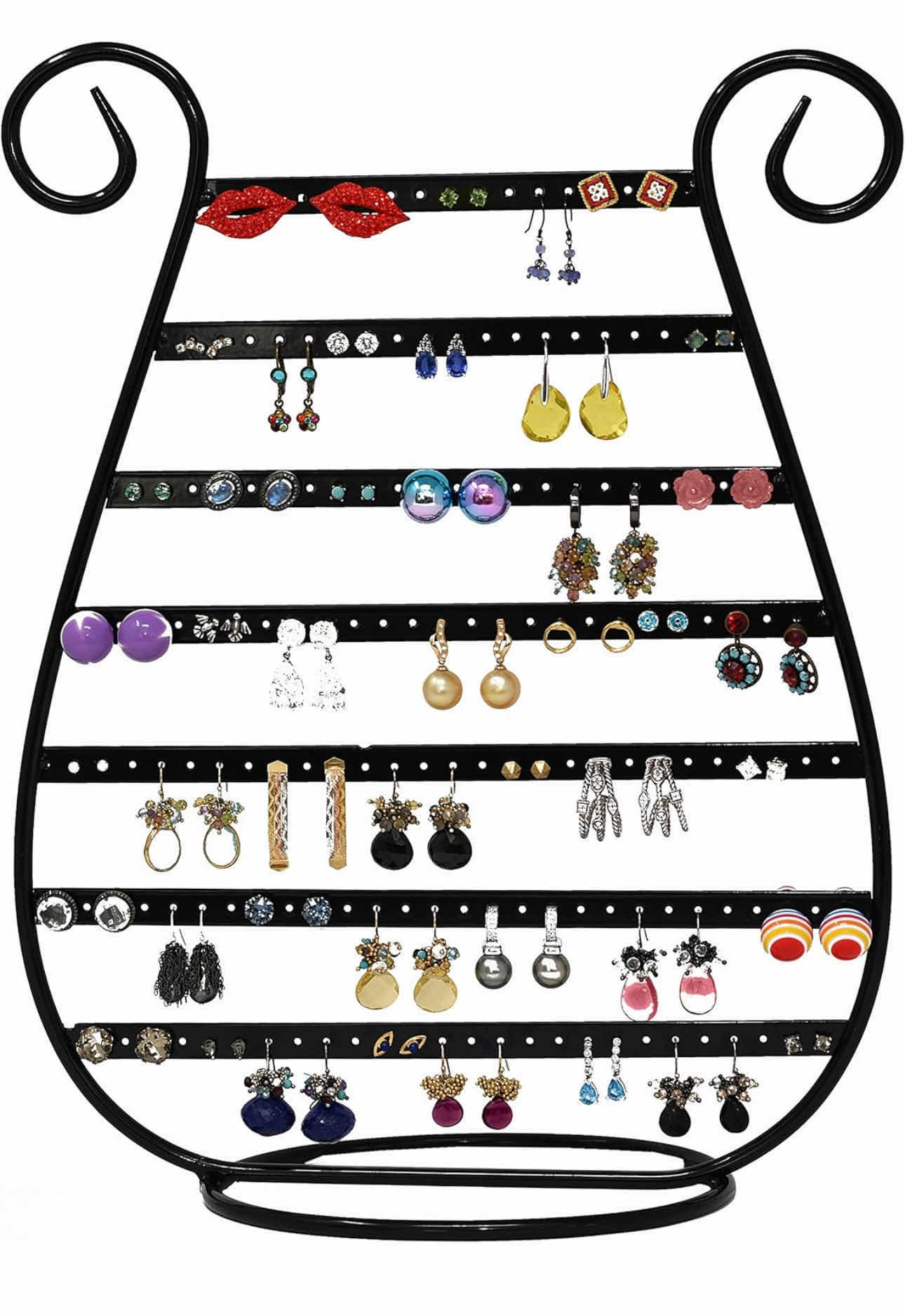 Photo 1 of BRAND NEW CASE OF ARAD METAL JEWELRY HARP EARRING RACK STAND HOLDER 13 1/2" H x 10 1/4" W x 4 1/2" D BLACK