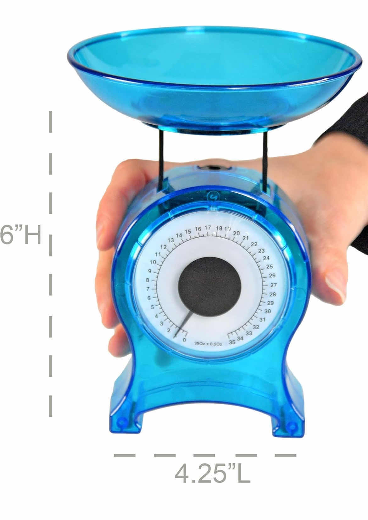 Photo 1 of BLUE KITCHEN SCALE, SMALL MECHANICAL SCALE FOR WEIGHING FOOD PORTIONS UP TO 35 OZ, ANALOGUE CASE OF 60