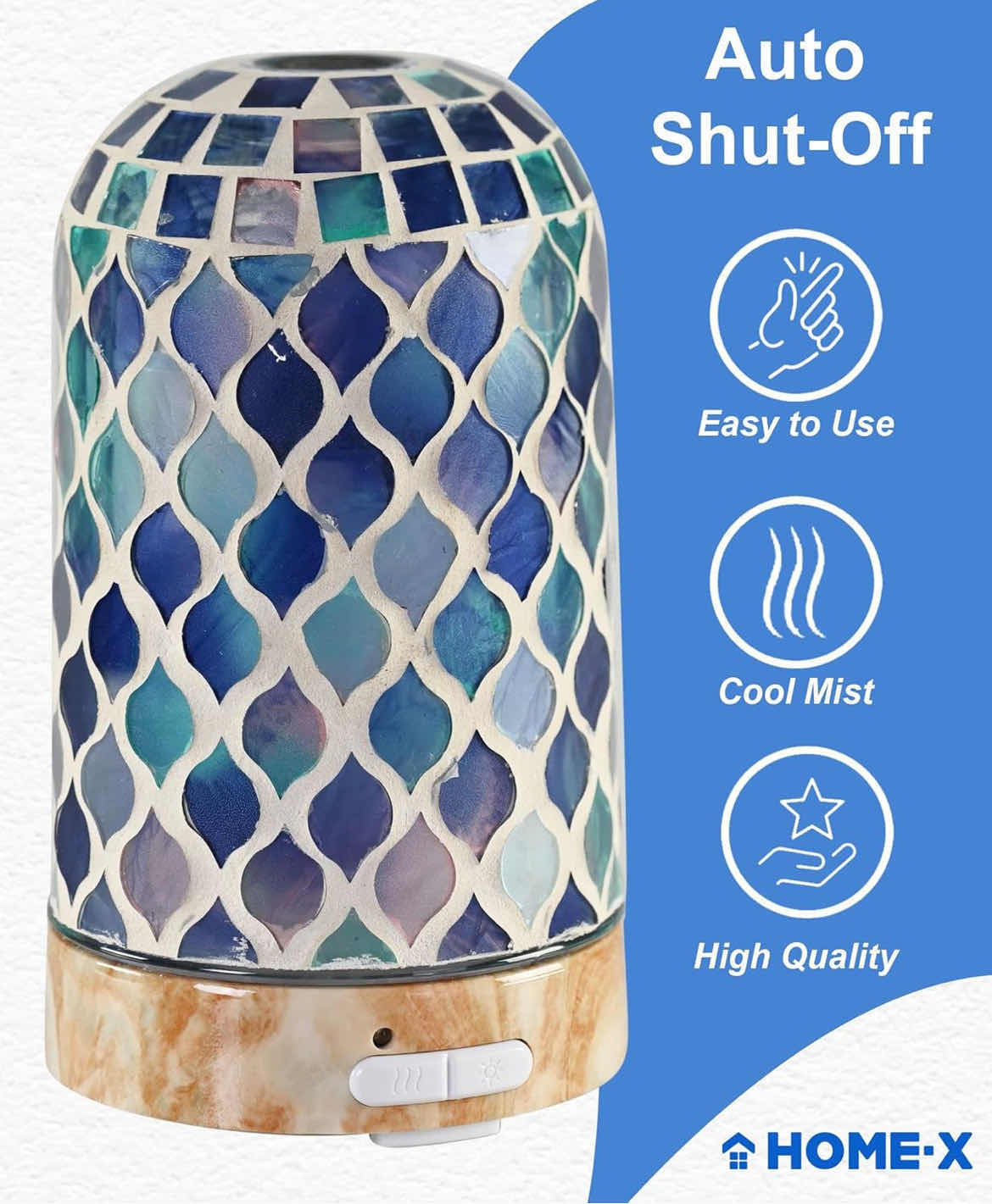 Photo 1 of MOSAIC ARABESQUE OIL DIFFUSER, VERTICAL ULTRASONIC ESSENTIAL OIL DIFFUSER, COLOR-CHANGING DIFFUSER, TILE COVER, 2 MIST MODES AND AUTO SHUTOFF, 3 ½ " L X 3 ½ " W X 6 ¼ " H