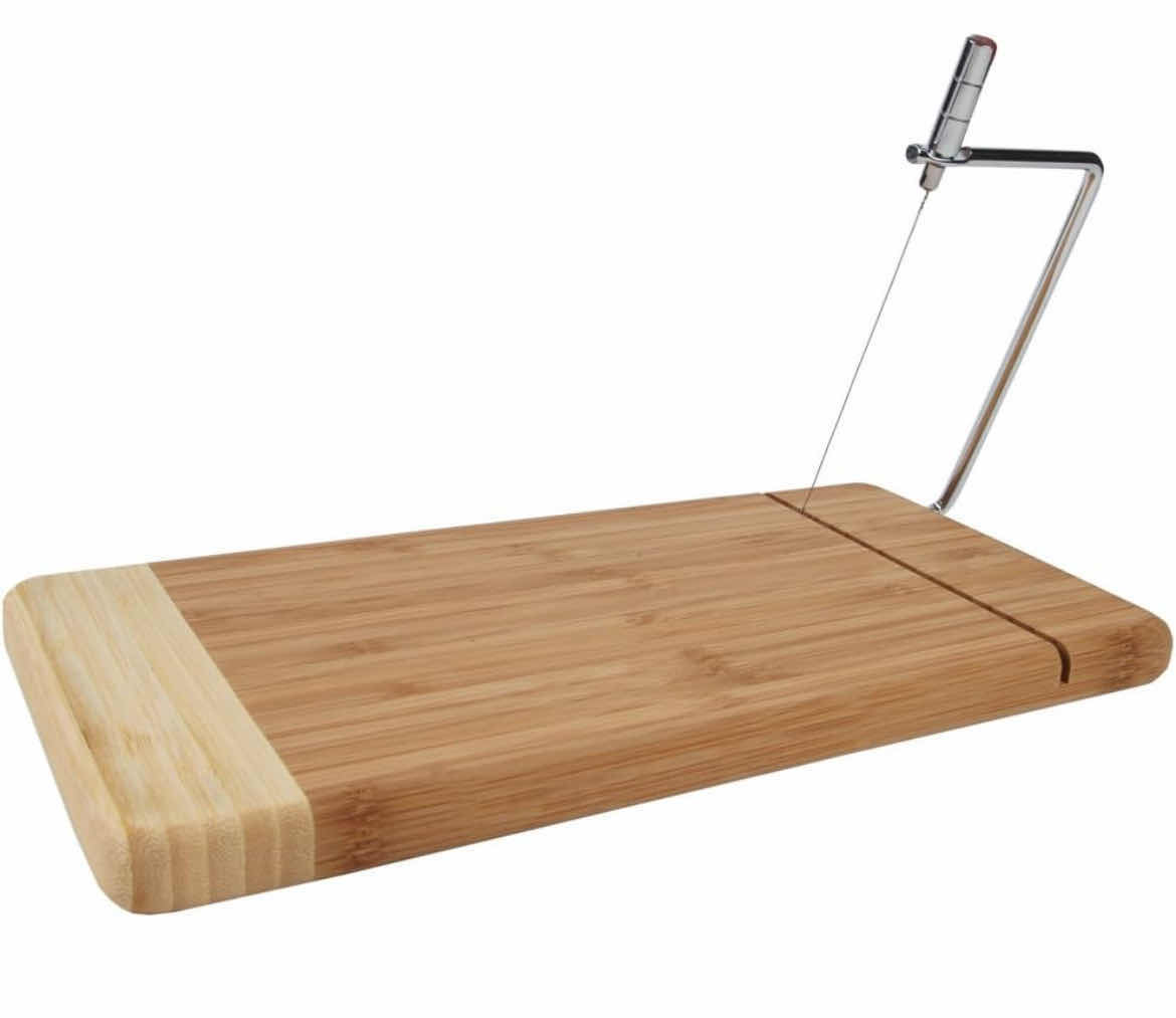 Photo 1 of BAMBOO CHEESE CUTTING BOARD WITH STAINLESS STEEL WIRE CHEESE SLICER, THE ULTIMATE TWO-IN-ONE KITCHENWARE APPLIANCE WITH LITTLE TO NO MESS