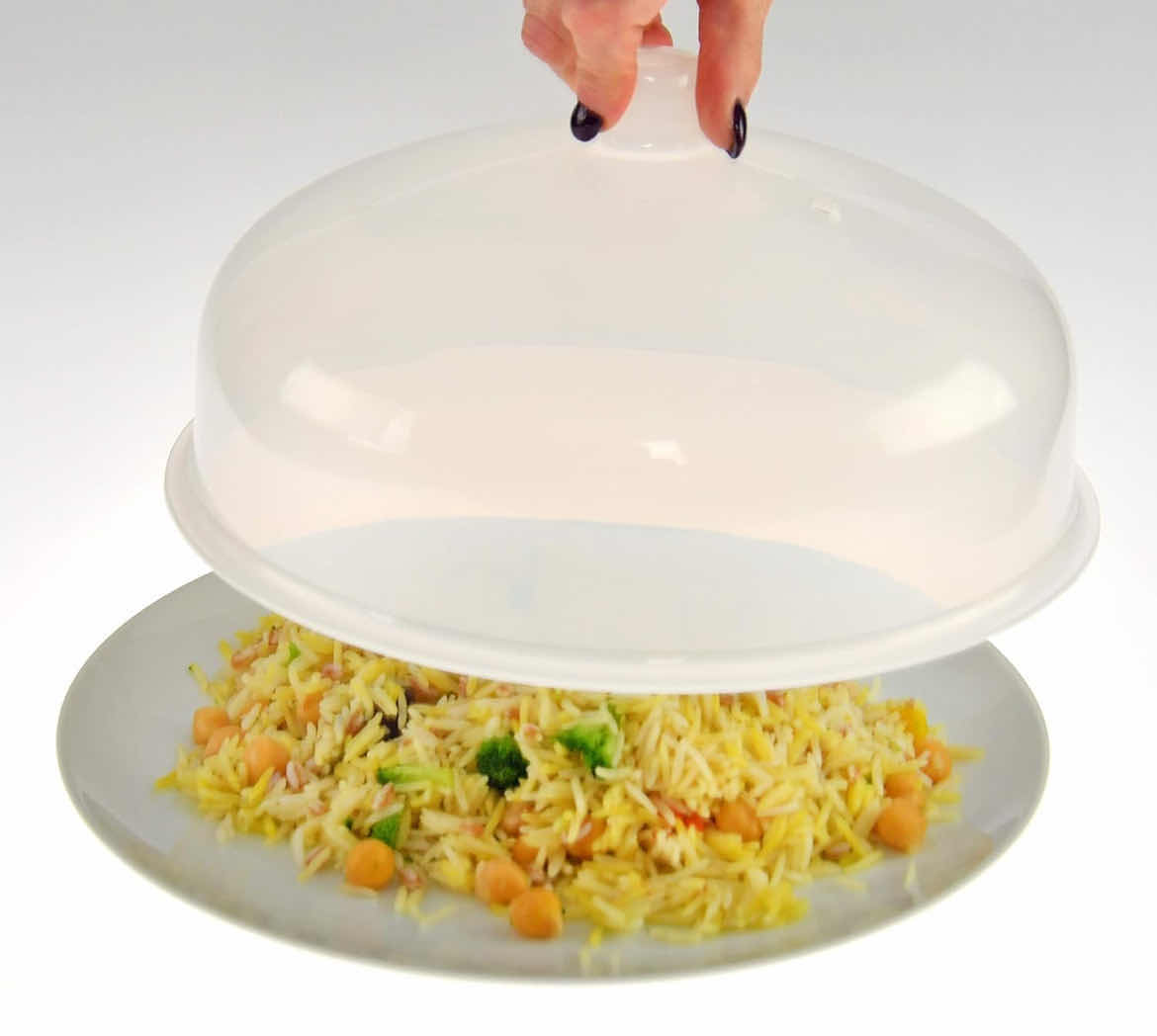 Photo 1 of CASE OF 21 HOME-X MICROWAVE DOMED COVER SPLATTER GUARD PLATE BOWL MUG COVER BPA FREE DISHWASHER SAFE 10”D x 5” H CLEAR