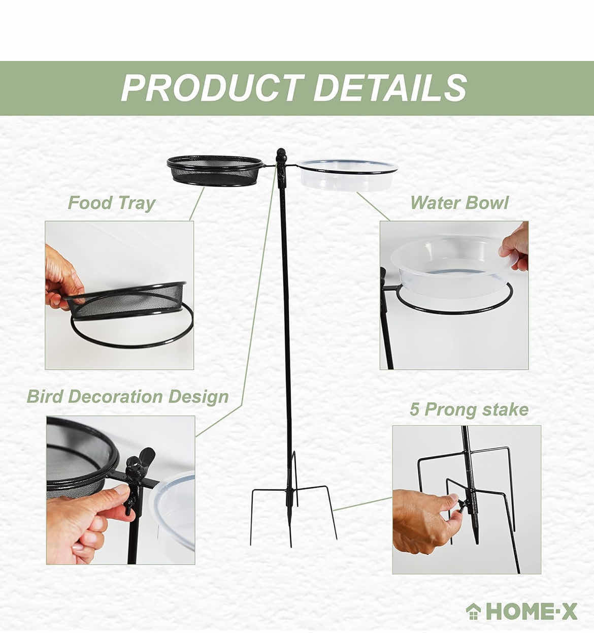 Photo 1 of CASE OF 10 DUAL BIRD FEEDER BIRD BATH STAND, IN-GROUND BIRD FEEDERS FOR OUTDOORS, WROUGHT IRON GROUND STAKE FEEDERS, BLACK