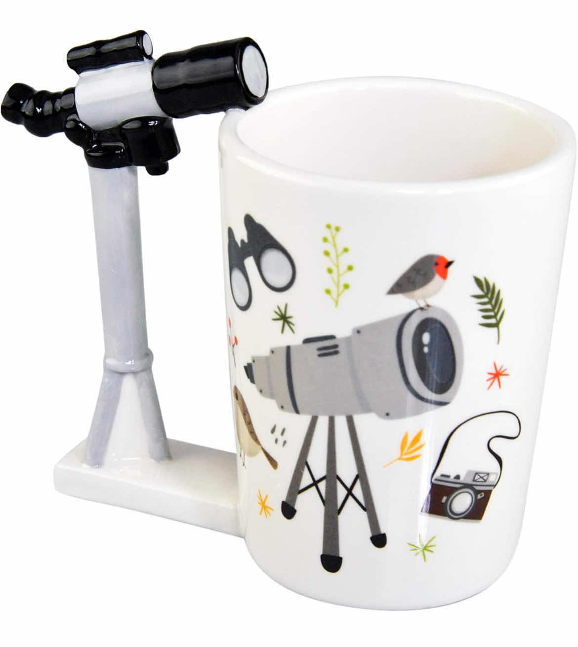 Photo 1 of CASE OF 18 HOME-X BIRD WATCHING NOVELTY COFFEE MUG WITH TELESCOPE HANDLE FOR BIRD LOVERS