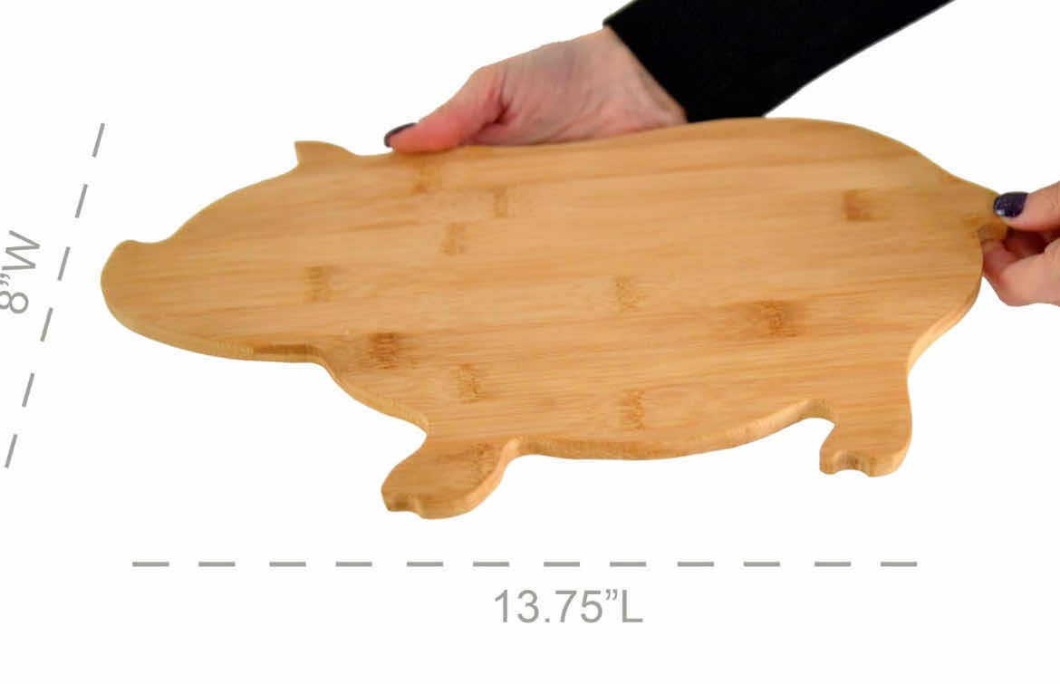 Photo 1 of CASE OF 24 HOME-X PIG-SHAPED BAMBOO REVERSIBLE CUTTING BOARD AND SERVING TRAY, CHEESE BOARD, KITCHEN TRAY, OR FRUIT PLATTER-NATURAL COLOR-15 5/8" X 9 1/2" X 5/8"