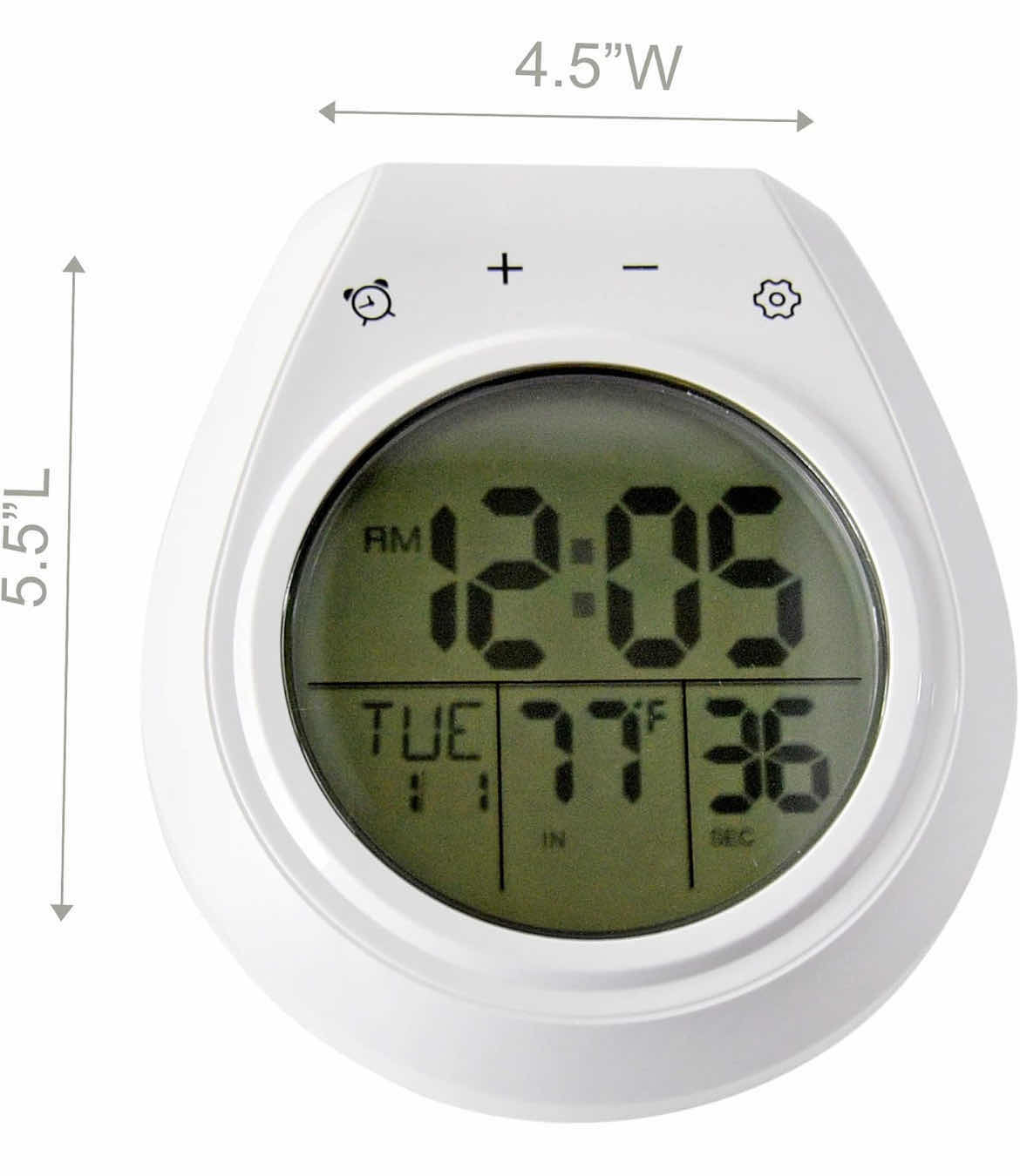 Photo 1 of CASE OF 36 HOME-X MULTIFUNCTION DIGITAL BATHROOM CLOCK THERMOMETER DATE TIMER SUCTION CUP OR HANG 5 ½ " L x 4 1/2" W x 1 ¾ " H, WHITE