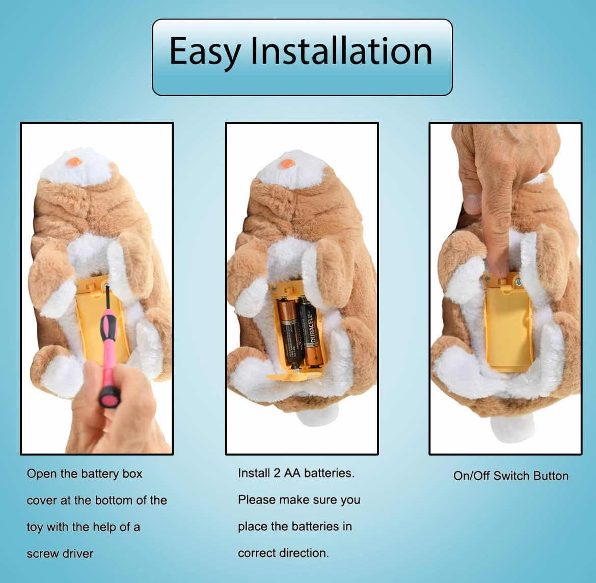 Photo 3 of CASE OF 24 HOME-X BROWN RABBIT, ELECTRIC RABBIT TOY, INTERACTIVE PETS, STUFFED ANIMALS