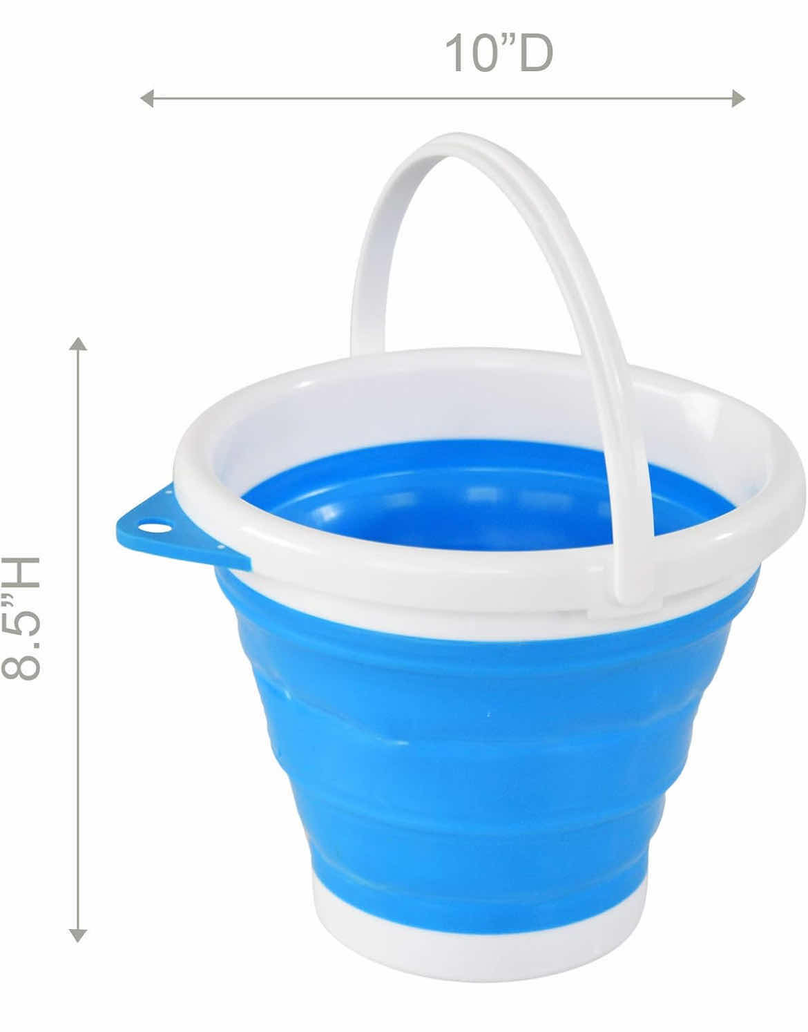 Photo 1 of CASE OF 30 HOME-X COLLAPSIBLE BUCKET PORTABLE BUCKET FOR CLEANING PLASTIC BUCKET FOR OUTDOOR OR INDOOR USE 
10" D x 8 ½” H, 1.3 GALLON CAPACITY BLUE/WHITE