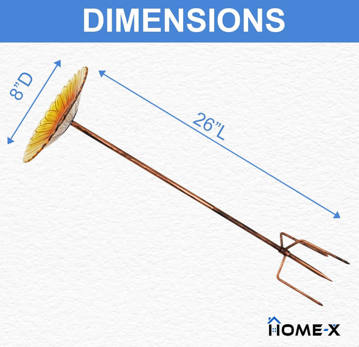 Photo 1 of CASE OF 12 GLASS SUNFLOWER BIRDBATH WITH STAKE, BIRDBATH FOR OUTDOORS, STANDING BIRD FEEDER OR GLASS BIRDBATH WITH OUTDOOR STAKE, BIRD FEEDER STAND, 26" L X 8 ½ " D, YELLOW
