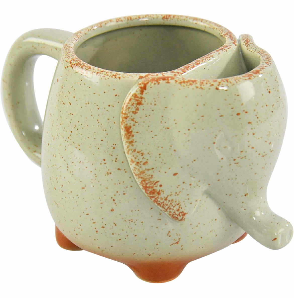 Photo 1 of CASE OF 15 HOME-X ELEPHANT COFFEE/TEA CUP/MUG 16OZ CAPACITY WEATHERED GREEN 6 ¼” L x 4" W x 3" H