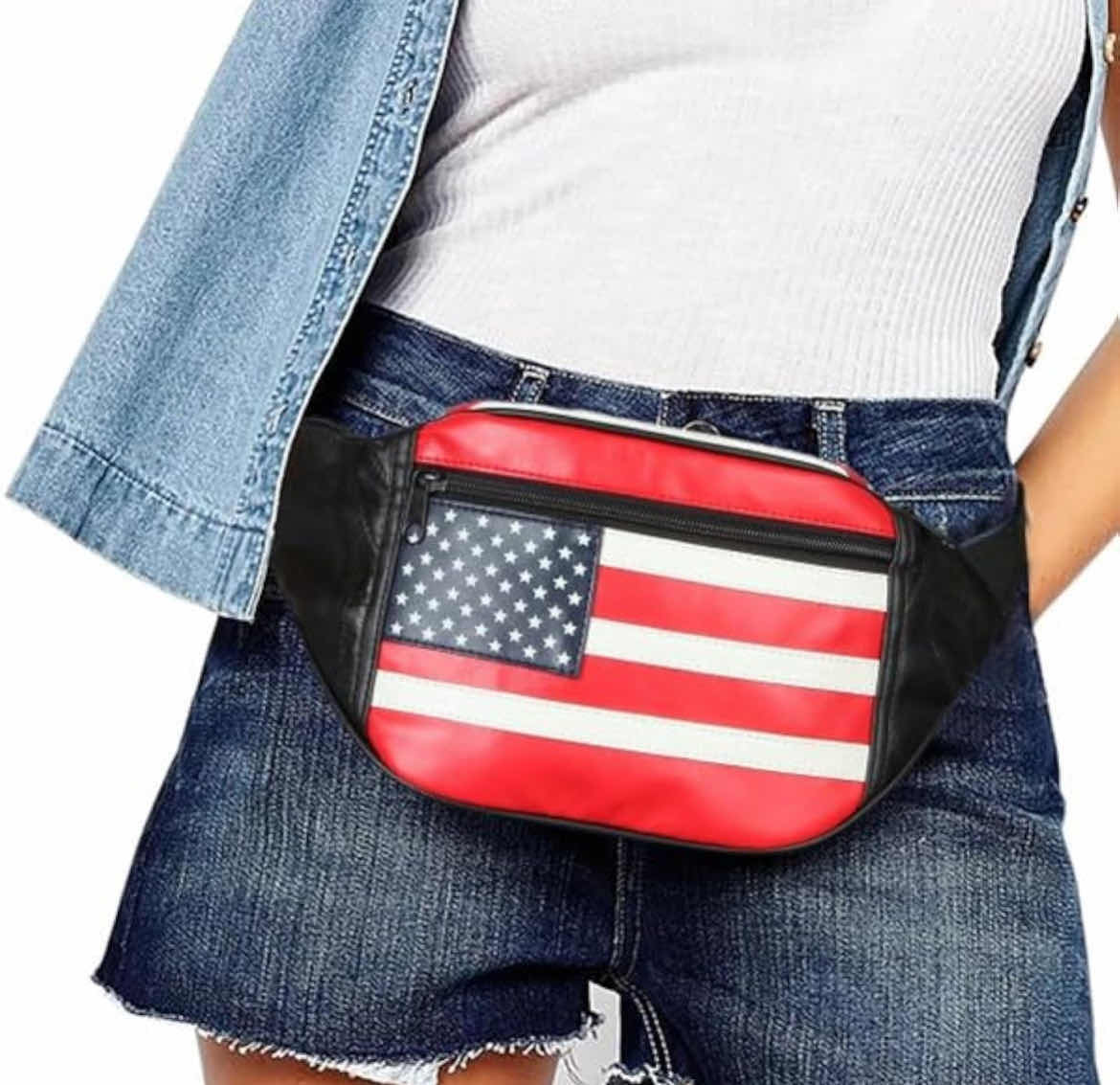 Photo 1 of 22PCS HOME-X LEATHER FANNY PACK FOR MEN & WOMEN - STYLISH WAIST BAG FOR TRAVEL, HIKING & RUNNING - ADJUSTABLE BELT, LARGE CAPACITY HIP PACK, FASHION BELT ORGANIZER - UNISEX WAIST PACK FOR DAILY USE, FLAG