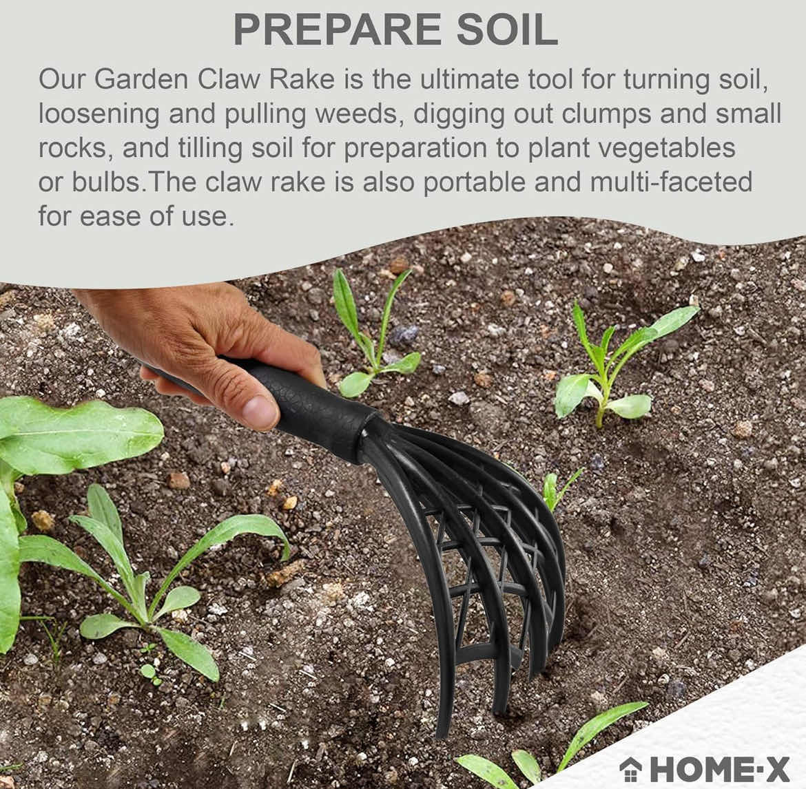 Photo 1 of CASE OF 30 HOME-X WEBBED GARDEN CLAW AND CULTIVATOR DURABLE GARDEN TOOL HAND CLAW CULTIVATOR AND GROUND TOOL RUBBER HANDLE  10-1/2" LONG