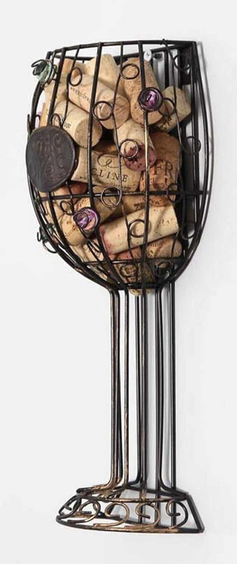 Photo 3 of CASE OF 12 HOME-X WALL MOUNTED METAL WINE CORK HOLDER WINE GLASS SHAPE