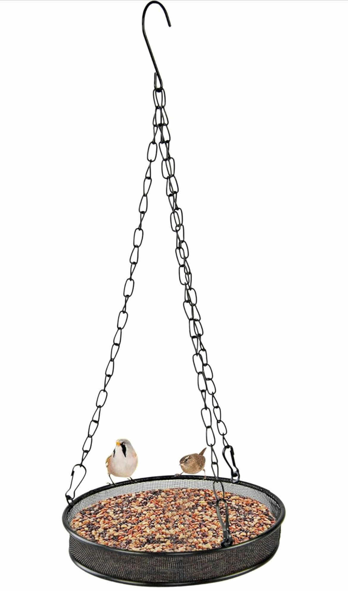 Photo 4 of CASE OF 20 HOME-X ROUND MESH HANGING BIRD FEEDER, EASY-FILL OUTDOOR BIRD FEEDER, SHALLOW OPEN DISH WITH 7-INCH DIAMETER, 16 1/2" L X 7" W X 1" H, BLACK