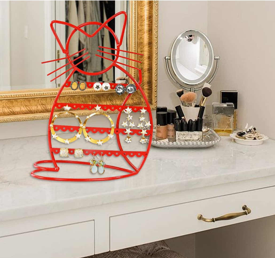 Photo 4 of CASE OF 16 ARAD CAT-SHAPED EARRING HOLDER, JEWELRY RACK, DISPLAY ORGANIZER FOR PIERCINGS (RED FINISH)