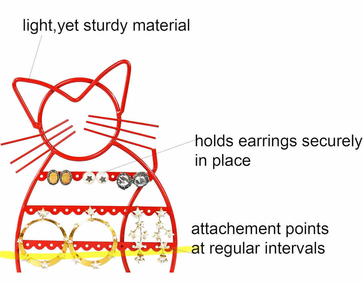 Photo 1 of CASE OF 16 ARAD CAT-SHAPED EARRING HOLDER, JEWELRY RACK, DISPLAY ORGANIZER FOR PIERCINGS (RED FINISH)