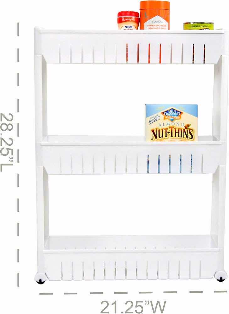 Photo 1 of HOME-X SLIM WHITE ROLLING 3 TIER BATHROOM/KITCHEN STORAGE CART