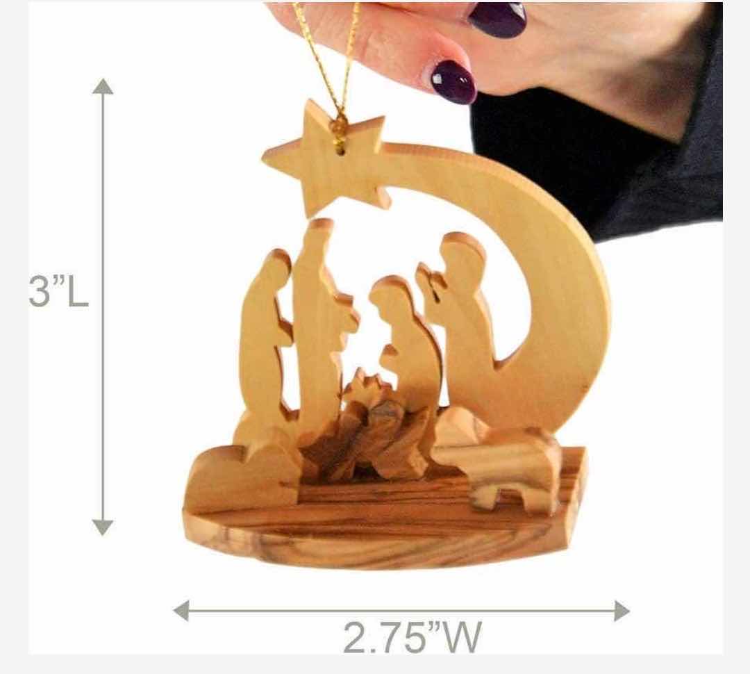 Photo 1 of NEW CASE HOME-X HANDMADE OLIVE WOOD NATIVITY STAR CHRISTMAS TREE ORNAMENT (BOX OF 48)
