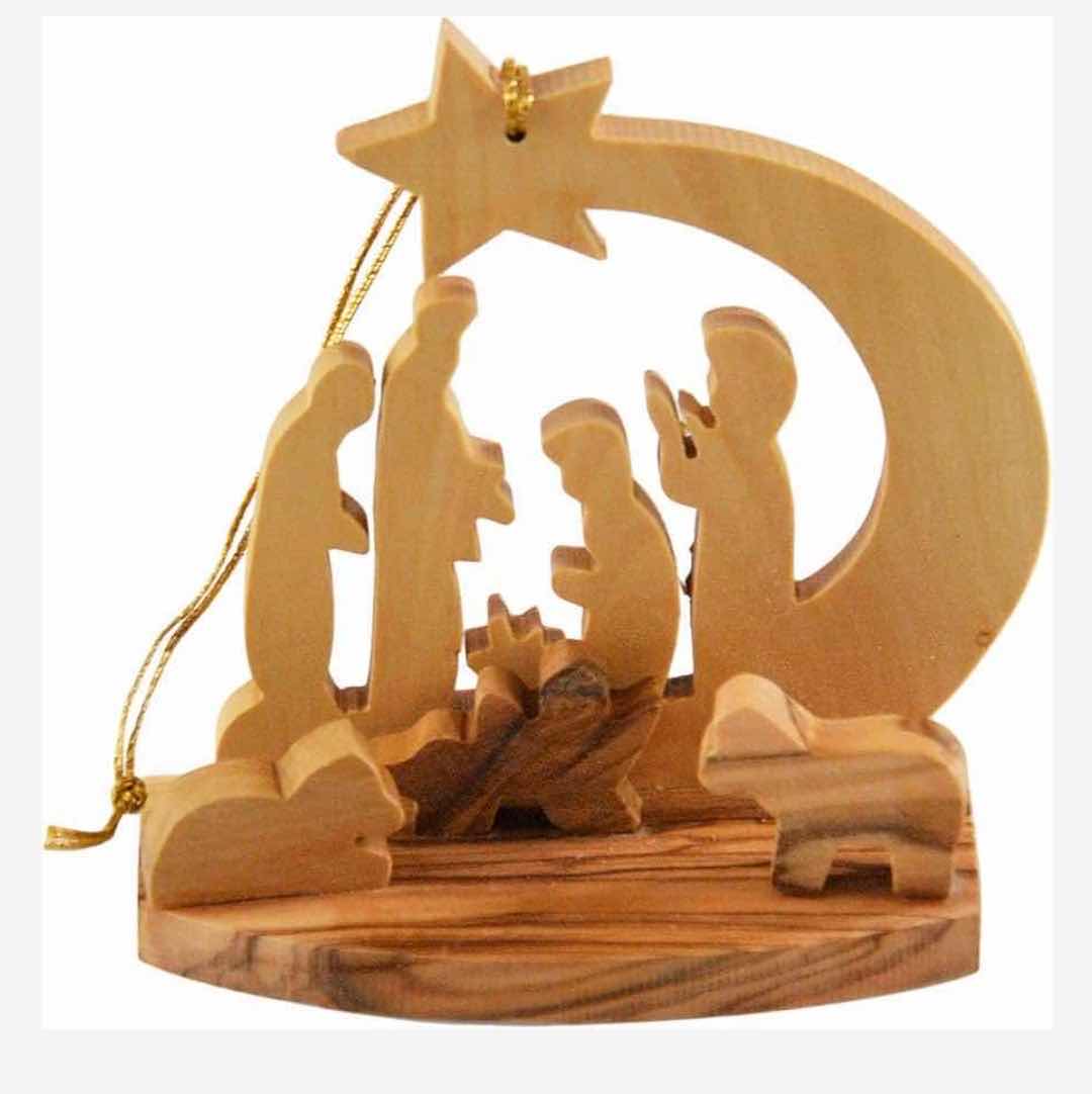 Photo 1 of NEW CASE HOME-X HANDMADE OLIVE WOOD NATIVITY STAR CHRISTMAS TREE ORNAMENT (BOX OF 48)